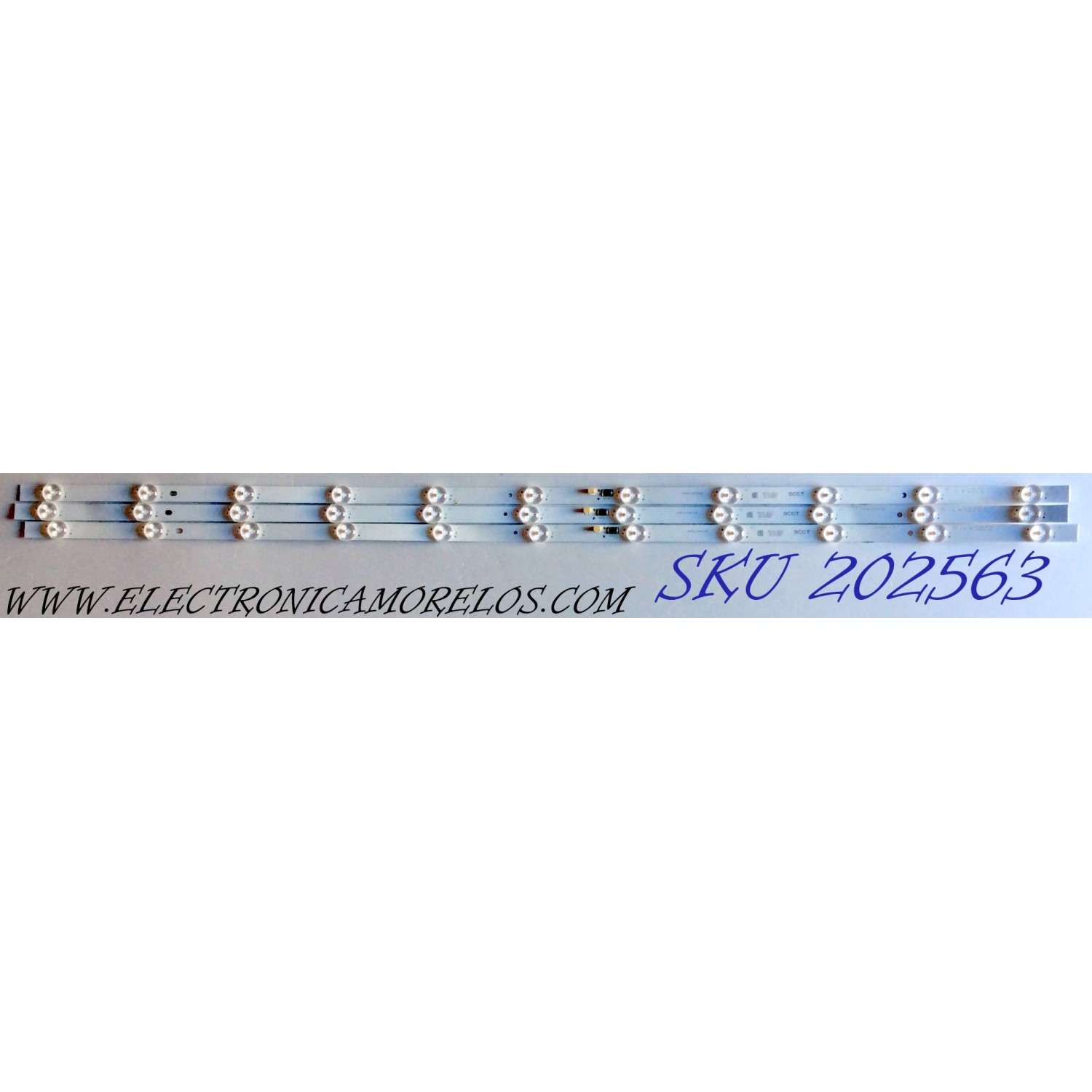 KIT DE LED´S PARA TV (3 PIEZAS) / TCL IC-A-VZAA43DA11 / 09810100K116 / E466169 / BC1C-SCCT-2-3-659-16  / PANEL LVU550 / MODELO 55S423