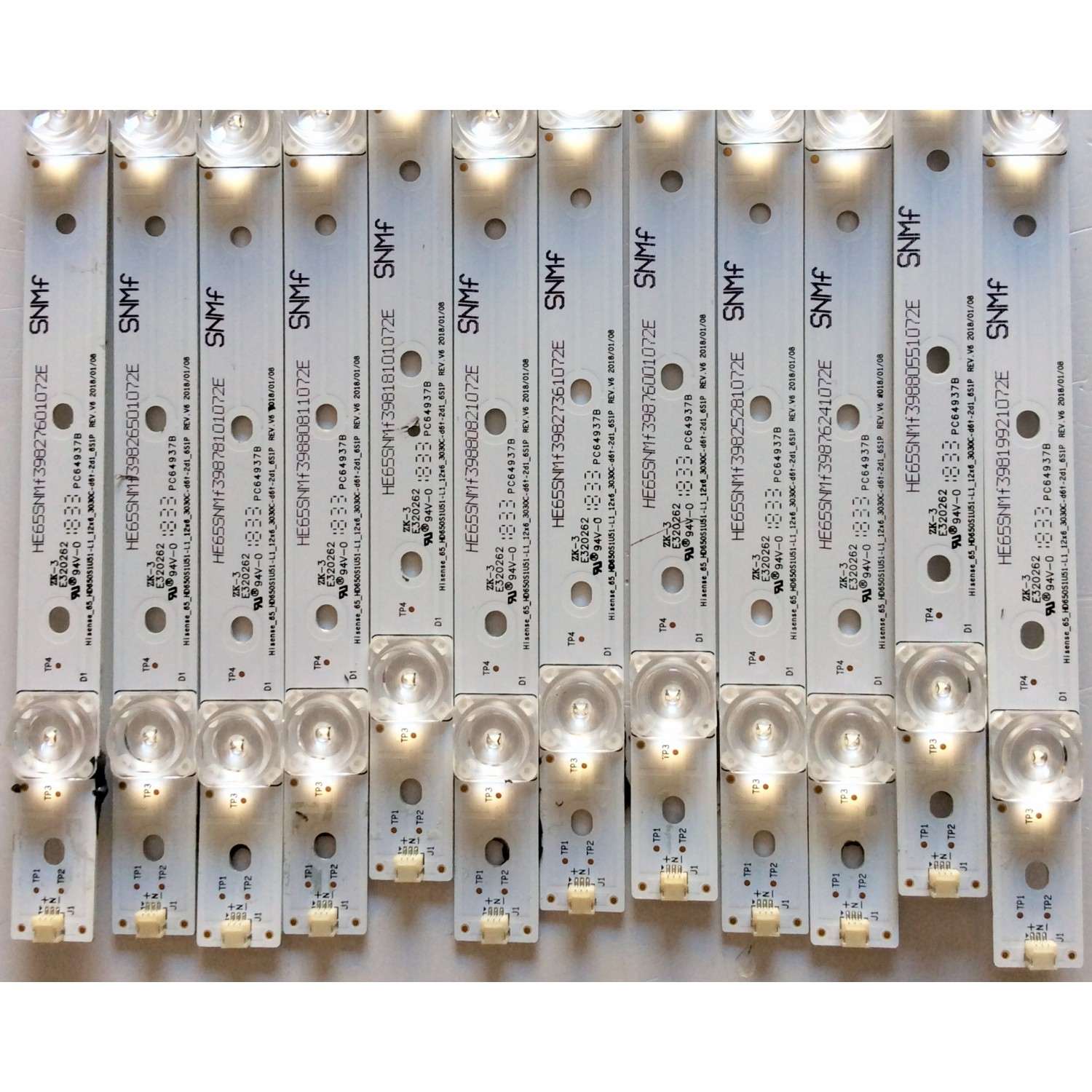 KIT DE LED´S PARA TV (12 PIEZAS) / SHARP 1187120 / PC64937B / HE65SNMF / 130ma041L-B1 / E320262 / Hisense_65_HD650S1U51-L1 / 3030C-D6T-2D1-6S1P / Hisense_65_HD650S1U51-L1_12X6_3030C-D6T-2D1-6S1P REV.V6 / PANEL HD650S1U51-L1\S2\GM\ROH / MODELO LC-65Q620U - Imagen 2