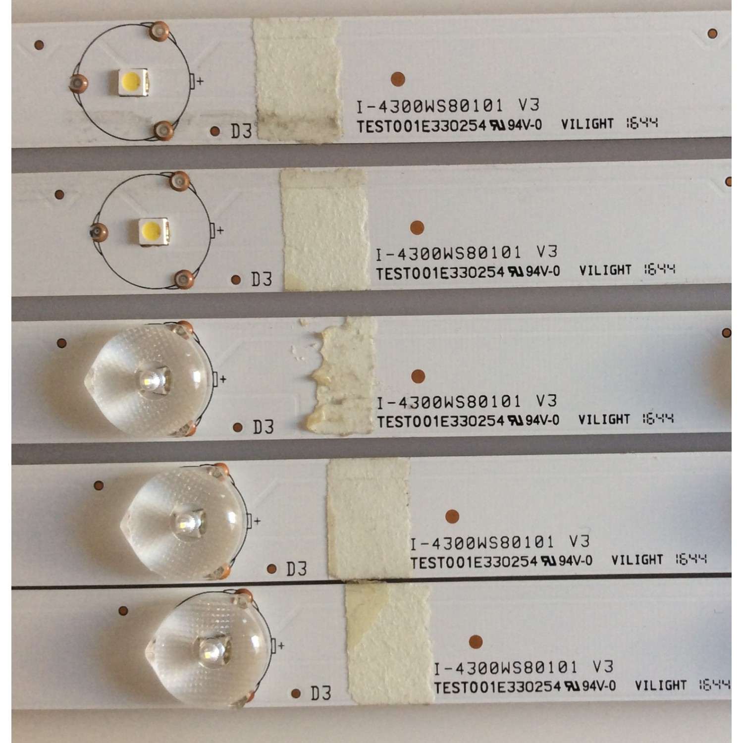 KIT DE LED´S PARA TV VIZIO (5 PIEZAS) / I-4300WS80101 V3 / TEST001E330254 / MODELO D43-D2 LWZ2ULDS - Imagen 3