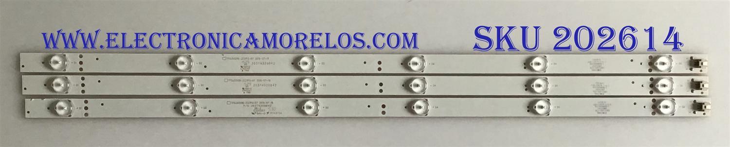 KIT DE LEDS PARA TV ELEMENT ORIGINAL 3 PIEZAS / NUMERO DE PARTE TFGJ32D06-ZC21FG-07 / 303TH320042 / E243157 / TH315M28 / 2010010601-1 / 150915A3 / 910-320-1053 / PANEL D320D3-GTB3-C0X / MODELO ELEFT326 H5F2M
