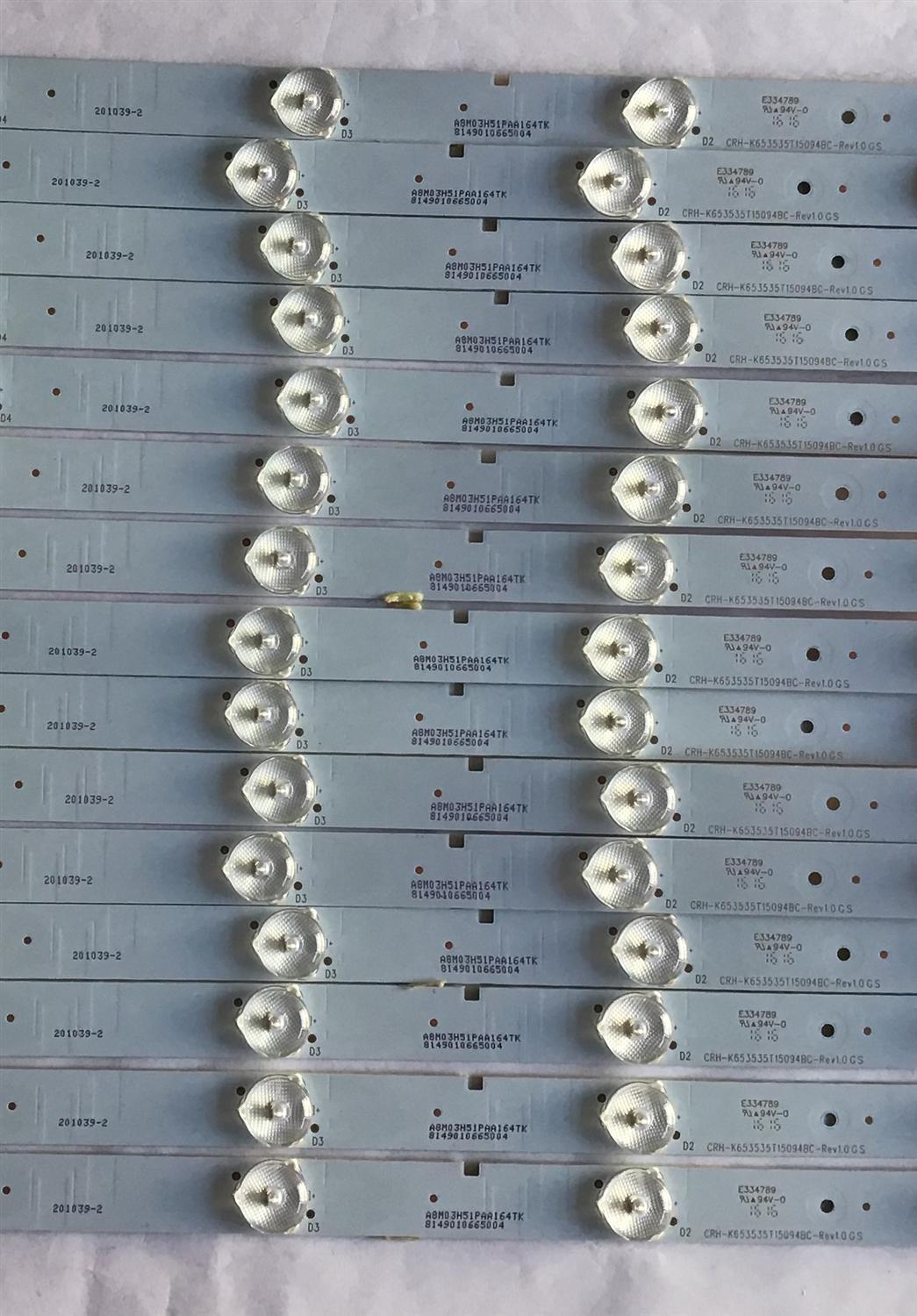 KIT DE LED´S PARA TV HAIER (15 PIEZAS) /CRH-K653535T15094BC / 201039-2 / CRH-K653535T15094BC-REV1.0 GS / A8M03H51PAA164TK / 8149010665004 / PANEL LSC650FN05 / MODELO 65UF2505 - Imagen 3