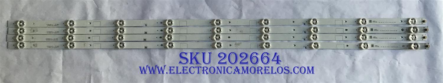 KIT DE LED´S PARA TV HISENSE (4 PIEZAS) / JL.D49091330-003CS-M / 1170367 / 17B 30 B1 D180125 WH / PANEL HD490K3U32-TX\S0\GM\ROH / MODELO 49H6E