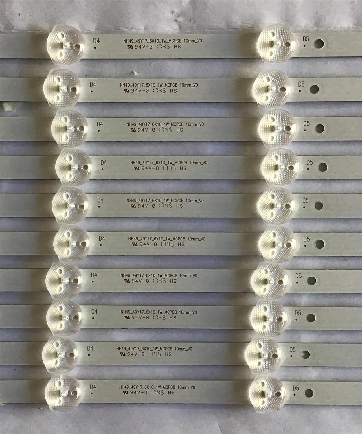 KIT DE LED´S PARA TV SEIKI (10 PIEZAS) / NH49_49Y17_6X10_1W_MCPCB / HRS-L6V3M-171123-C / NH49_49Y17_6X10_1W_MCPCB  10MM_V0 / PANEL LSC49FN02-H03 / MODELO SC-49UK700N - Imagen 3