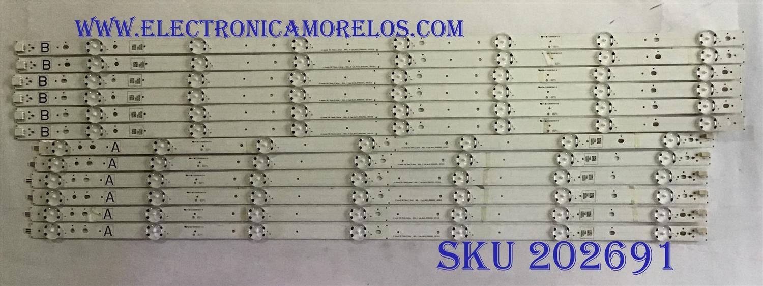 KIT DE LED´S PARA TV VIZIO (12 PIEZAS) NUMERO DE PARTE 3PCR02315A / 3PCR02316A / 70INCH_E_SERISE_84EA_A TYPE_REV01_3PCR02315A / 70INCH_E_SERISE_84EA_B TYPE_REV01_3PCR02316A / PANEL'S SD700DUA-2 / SD700DUA-1 / SD700DUA-3 / MODELO D70-F3 / V705-H3