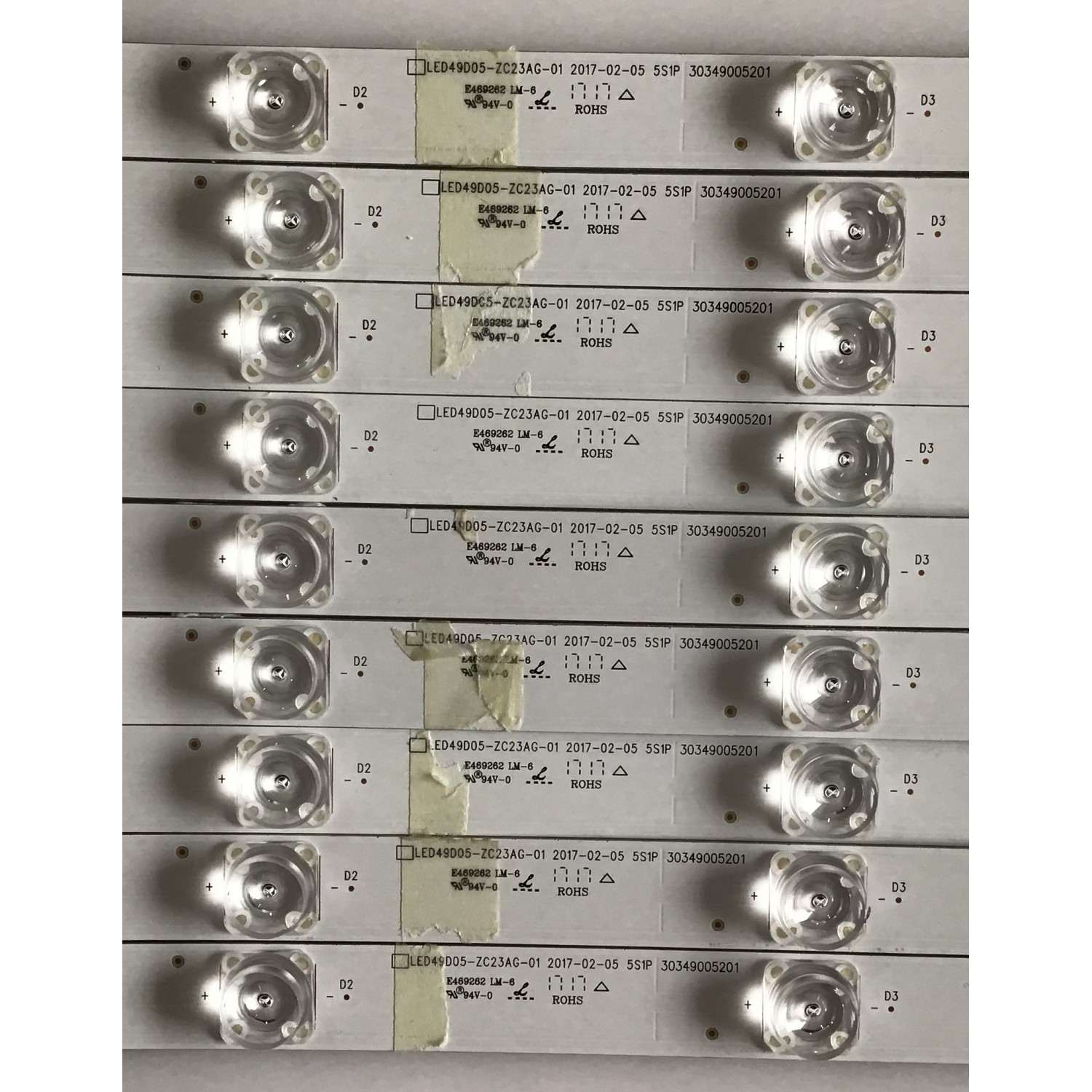 KIT DE LED'S PARA TV JVC (9 PIEZAS) / 30349005201 / LED49D05-ZC23AG-01 / PANEL LSC490FN02-W / MODELOS LT-49MA770 / LT-49MA877 - Imagen 3