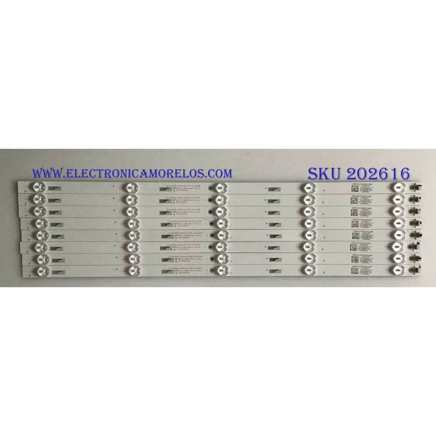 KIT DE LED'S PARA TV INSIGNIA (8 PIEZAS) / 303TC550033 / TCL55D05-ZC22AG-03 / 4C-LB550T-ZC1 / TC550M01 / PANEL LVF550CSDX E13 V1 / MODELO NS-55D510NA19 REV.A