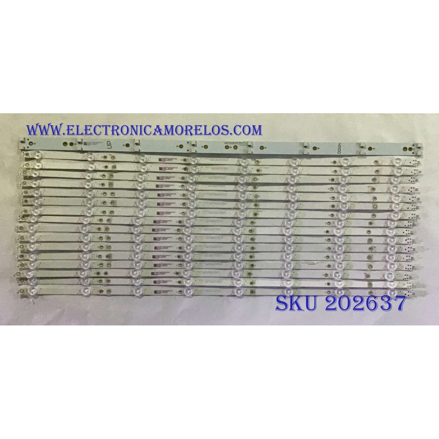 KIT DE LED´S PARA TV VIZIO (16 PIEZAS) / 01U55 / GJ-2K18-AE22-750-D816-V4 / 210BZ08D0B334BQ00D / 18324 / PANEL TPT750U1-QVR01.U / MODELO E75-F1