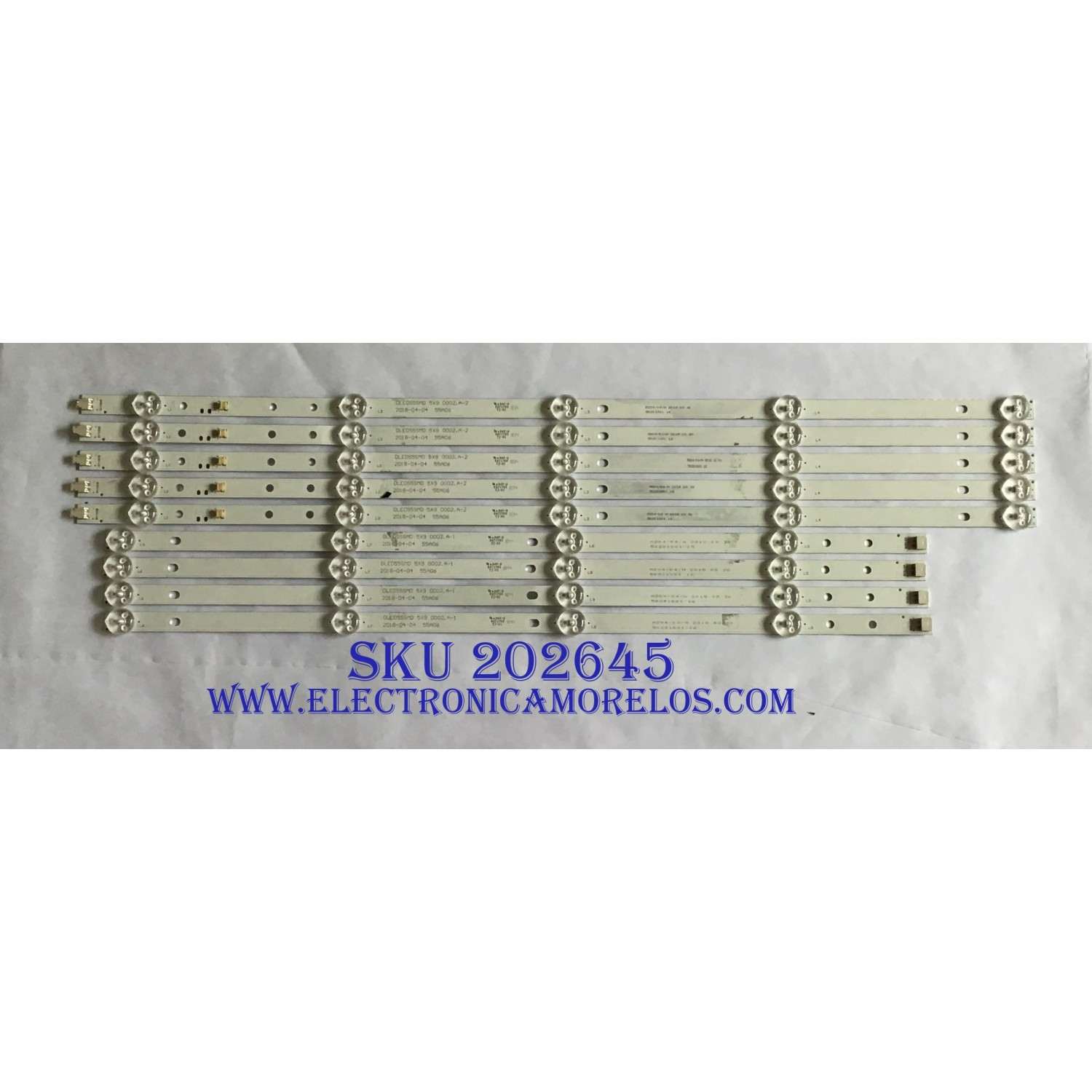 KIT DE LED´S PARA TV RCA (9 PIEZAS) / 55A06 / DLED55SMD 5X9 0002.A-2 / M204/K4/H / 50201001  16 / PANEL'S LK550RA1A08 / LC546PU2L MODELO RNSMU5536-B ((KIT ORIGINALMENTE CUENTA 10 PIEZAS INCOMPLETO SOLO 9 PIEZAS))