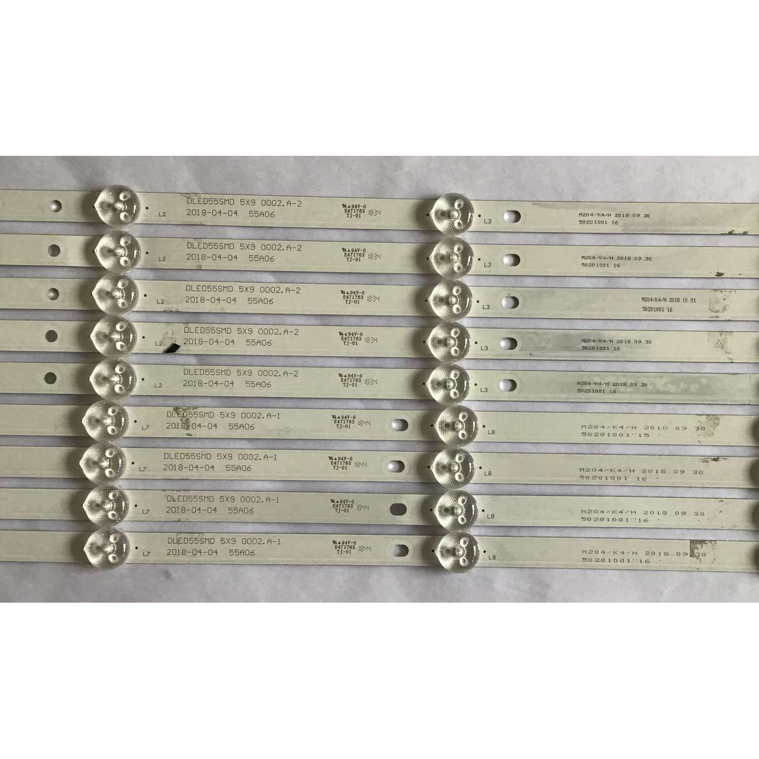 KIT DE LED´S PARA TV RCA (9 PIEZAS) / 55A06 / DLED55SMD 5X9 0002.A-2 / M204/K4/H / 50201001  16 / PANEL'S LK550RA1A08 / LC546PU2L MODELO RNSMU5536-B ((KIT ORIGINALMENTE CUENTA 10 PIEZAS INCOMPLETO SOLO 9 PIEZAS)) - Imagen 2