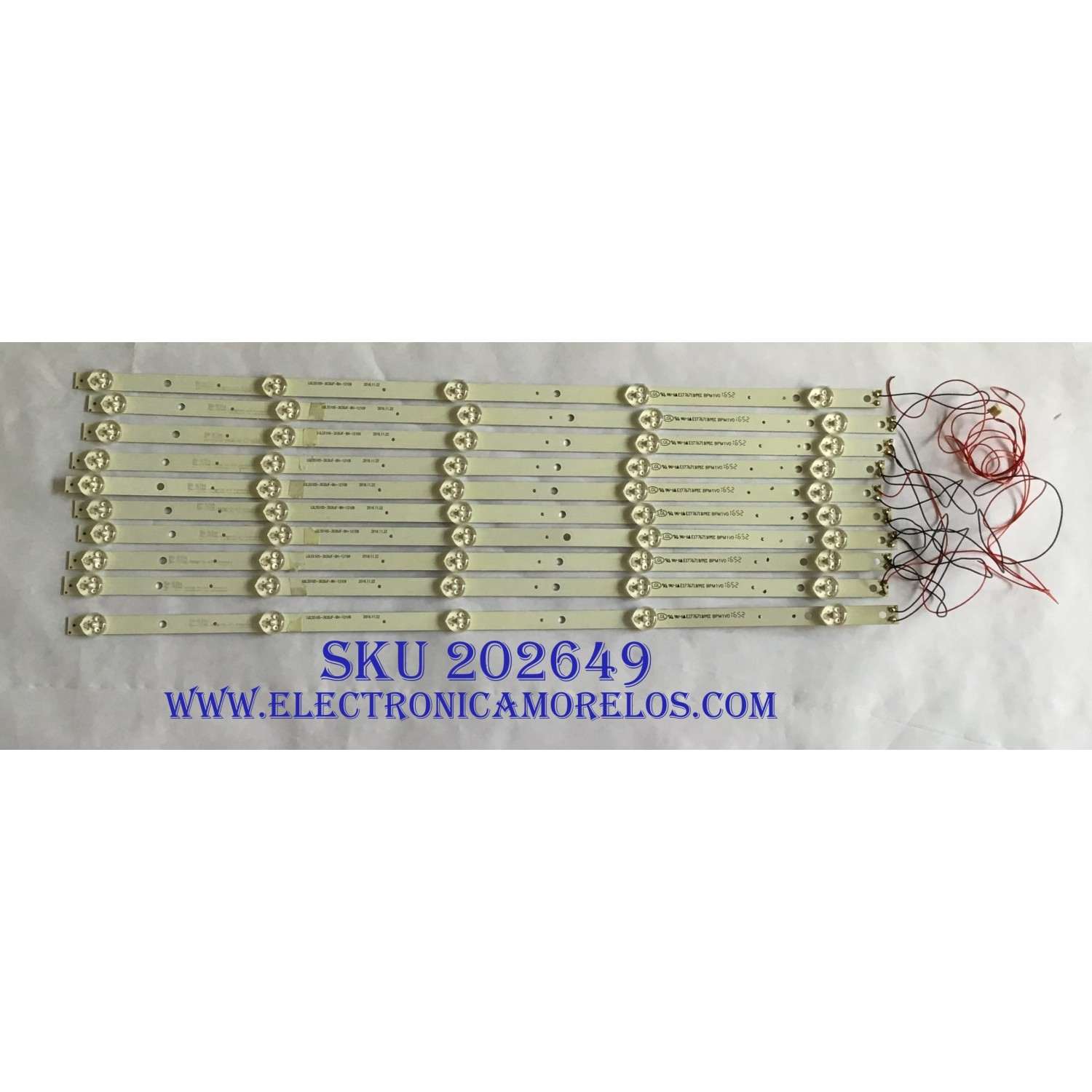 KIT DE LED´S PARA TV BOLVA (10 PIEZAS) / LGL55105 / LGL55105-3030JF-BH-12109 / DH-170116/18BM230/YZ-S020D03 / BH-16394 / BMP1V0 / PANEL LSC550FJ12 / MODELO 55BL00H7-01