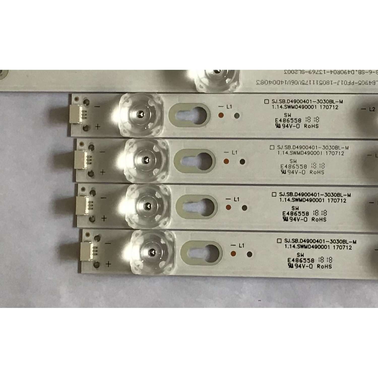 KIT DE LED´S PARA TV TCL (8 PIEZAS) / SJ.SB.D4900501-3030BR-M/SJ.SB.D4900401-3030BL-M / 1.14.SWMD490002 / 1.14.SWMD490001 / SJ-4C-LB4905-PF01J / SJ-4C-LB4904-PF01J / PANEL LVU490ND1L / LVU485ND1L / MODELO 49S405TABA / 49S405LDAA / 49S403 - Imagen 4