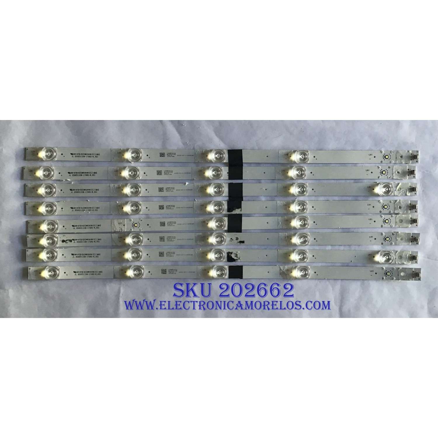 KIT DE LED´S PARA TV POLAROID (8 PIEZAS) / JL.D50051330 / JL.D50051330-170AS-M_V01 / FZD-03 E348124HN / 18AF430 / 203-011-0052H / PANEL V500DJ6-QE1 / MODELO 50T7U