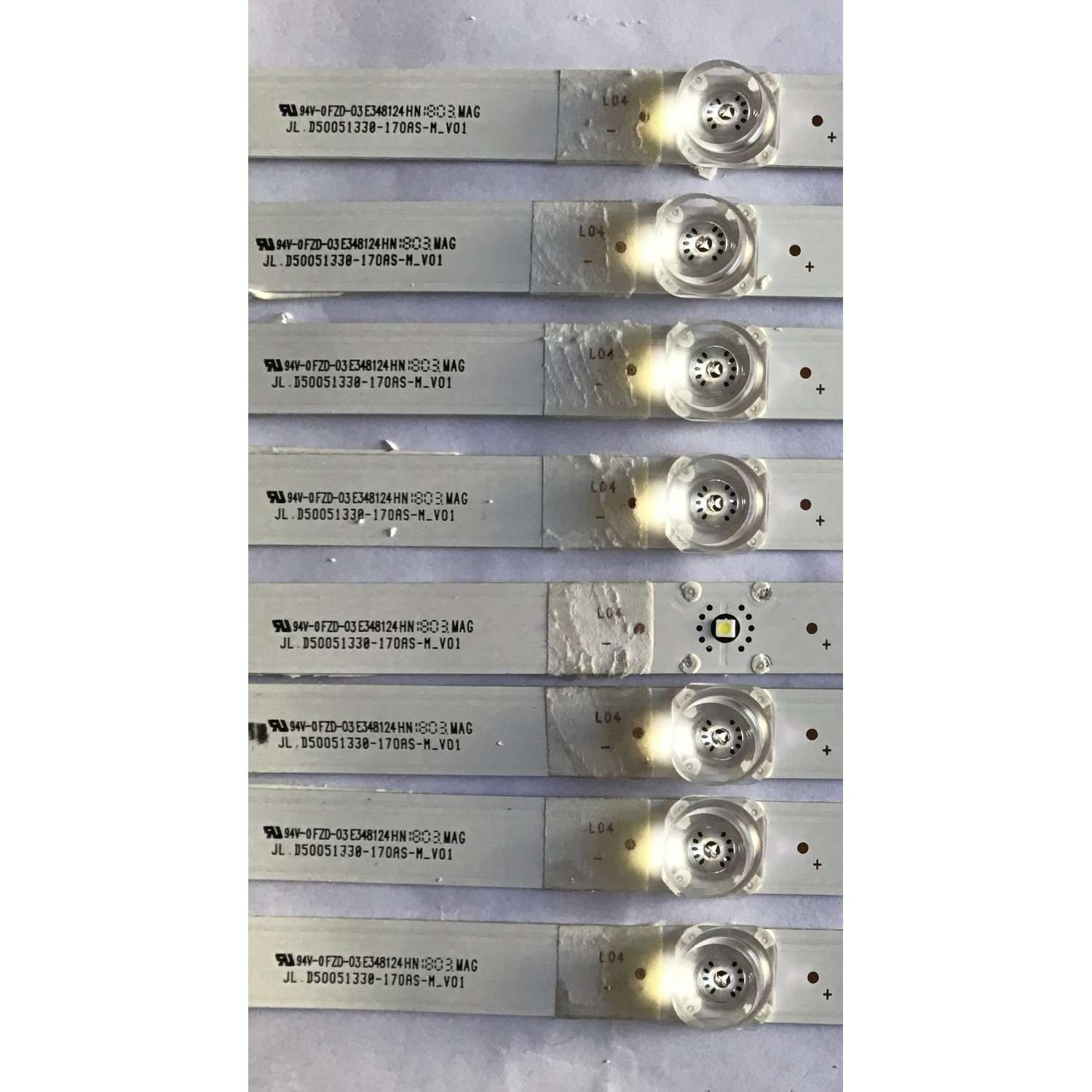 KIT DE LED´S PARA TV POLAROID (8 PIEZAS) / JL.D50051330 / JL.D50051330-170AS-M_V01 / FZD-03 E348124HN / 18AF430 / 203-011-0052H / PANEL V500DJ6-QE1 / MODELO 50T7U - Imagen 2