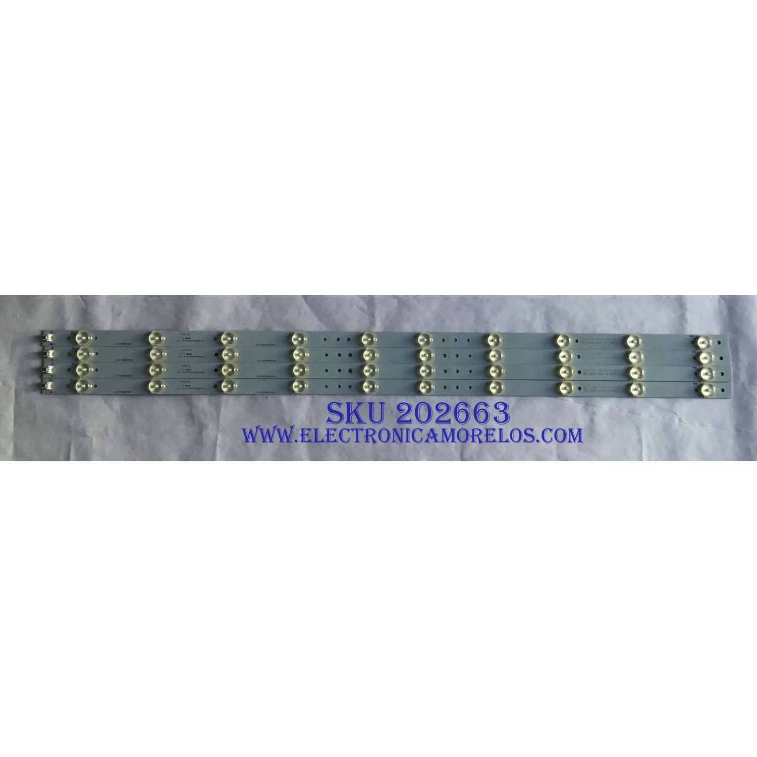 KIT DE LED´S PARA TV SEIKI (4 PIEZAS) / L.14164000100 / PB11D785183BL042-002H / 102276 / DY-01 E340369 / PANEL LSC400HJ01-801 / MODELO SE40FY19