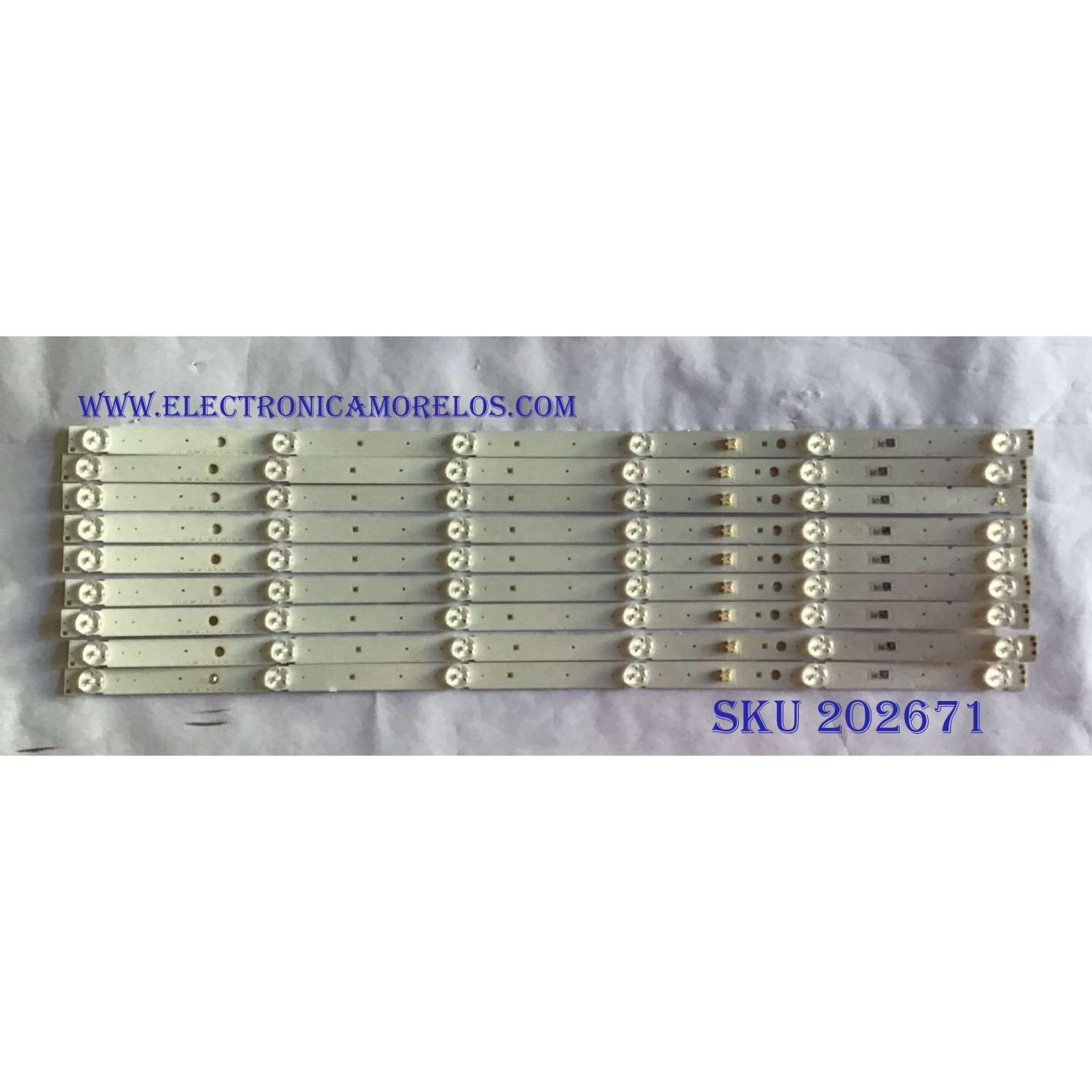 KIT DE LED'S PARA TV SONY ((INCOMPLETO SOLO 9 PIEZAS)) / NUMERO DE PARTE LM41-00727A / L3_L_E5_BWP_S6_1 R1.0_SAN_1.0 / PANEL YM9F055CN001 / MODELO XBR55X800G / XBR-55X800G