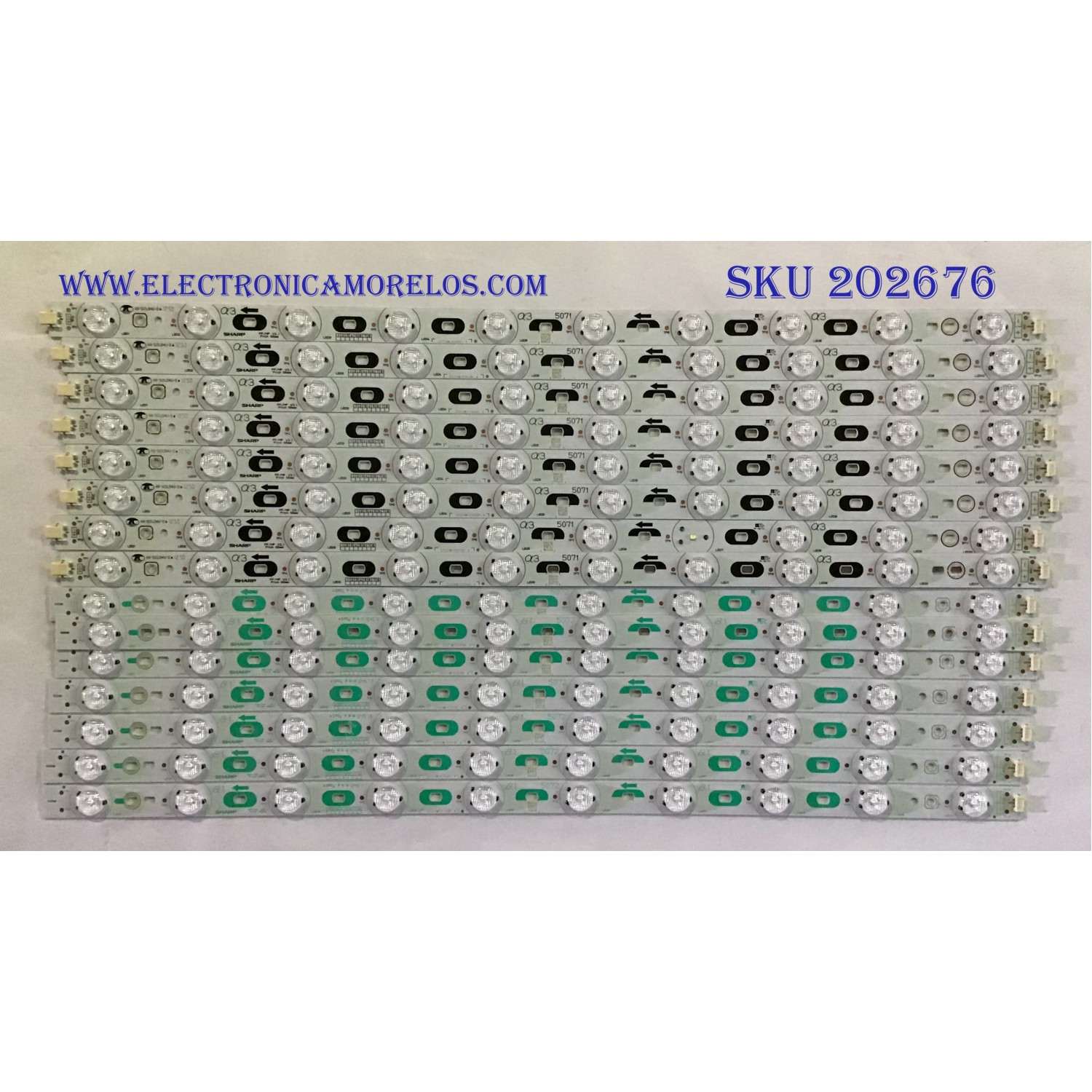 KIT DE LED'S PARA TV SHARP / (45 PIEZAS KIT COMPLETO) / HX-S(I).94V-0 / 5069 / 5070 / 5071 / 5072 / 5073 / 5074 / PANEL R1K800D3GW10 / MODELO 80"