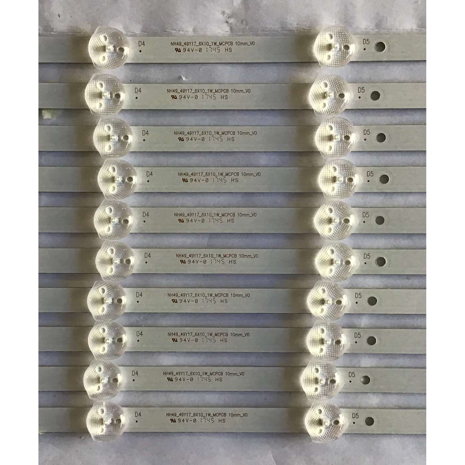 KIT DE LED´S PARA TV SEIKI (10 PIEZAS) / NH49_49Y17_6X10_1W_MCPCB / HRS-L6V3M-171123-C / NH49_49Y17_6X10_1W_MCPCB  10MM_V0 / PANEL LSC49FN02-H03 / MODELO SC-49UK700N - Imagen 3