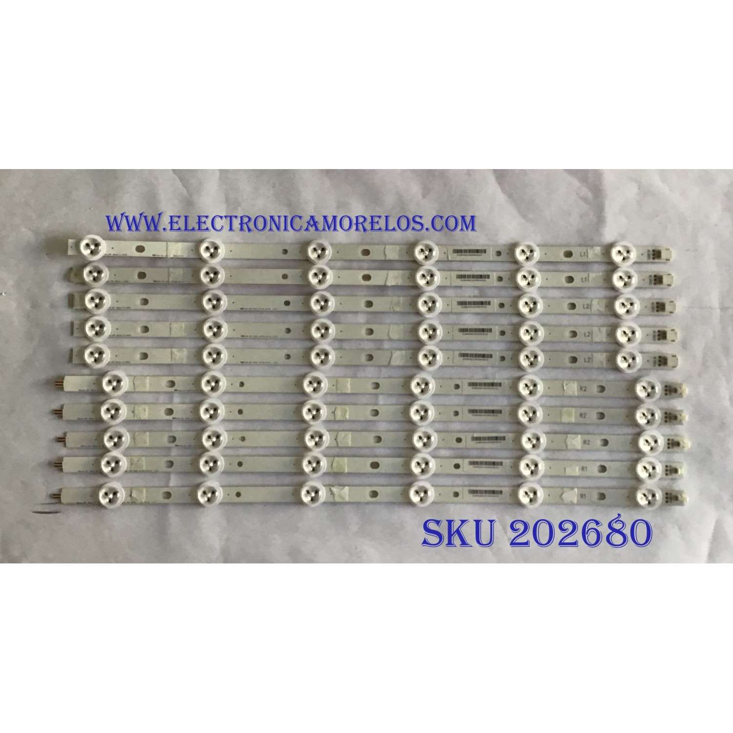 KIT DE LED´S PARA TV VIZIO(10 PIEZAS)/5638005B81G/DRT 48INCH L1 131015/DRT 48INCH L2 131015/PANEL LSC480HM01-G01/MODELO E480I-B2 LWZQPOCQ/NOTA IMPORTANTE:KIT CUENTA ORIGINALMENTE DE 12 PIEZAS ((INCOMPLETO SOLO 10 PIEZA))
