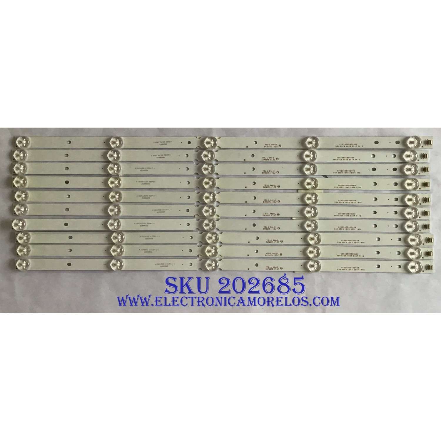 KIT DE LED´S PARA TV WESTINGHOUSE / ELEMENT (10 PIEZAS) / CC02550D500V09 / 55H 55E9 10X5 5SP1 1410 / A V061702 18 / A V071652 18 / YSL-L  94V-0   E479275 / PANEL MD5526YTLU / MODELOS WE55UDT 108 / E4SFT5517 