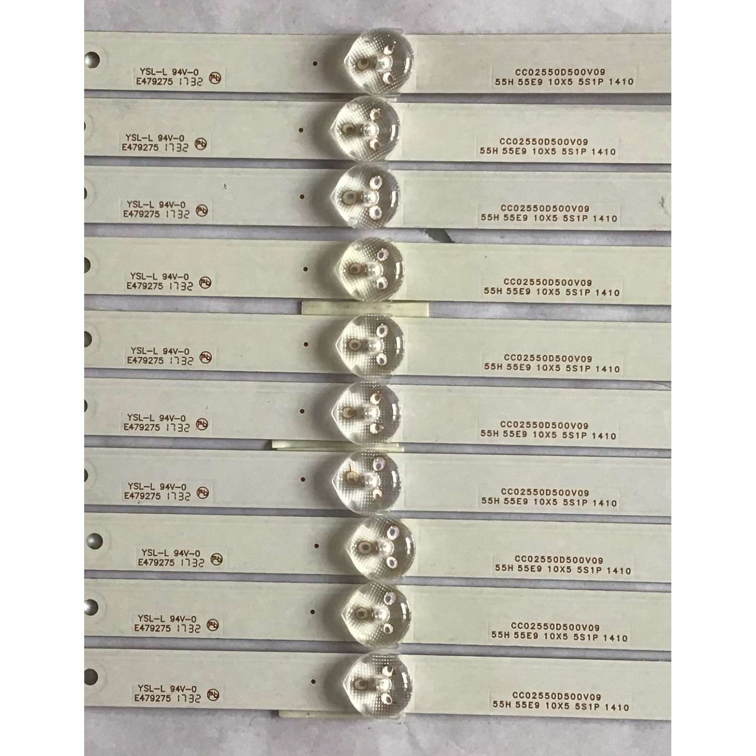 KIT DE LED´S PARA TV WESTINGHOUSE / ELEMENT (10 PIEZAS) / CC02550D500V09 / 55H 55E9 10X5 5SP1 1410 / A V061702 18 / A V071652 18 / YSL-L  94V-0   E479275 / PANEL MD5526YTLU / MODELOS WE55UDT 108 / E4SFT5517  - Imagen 3