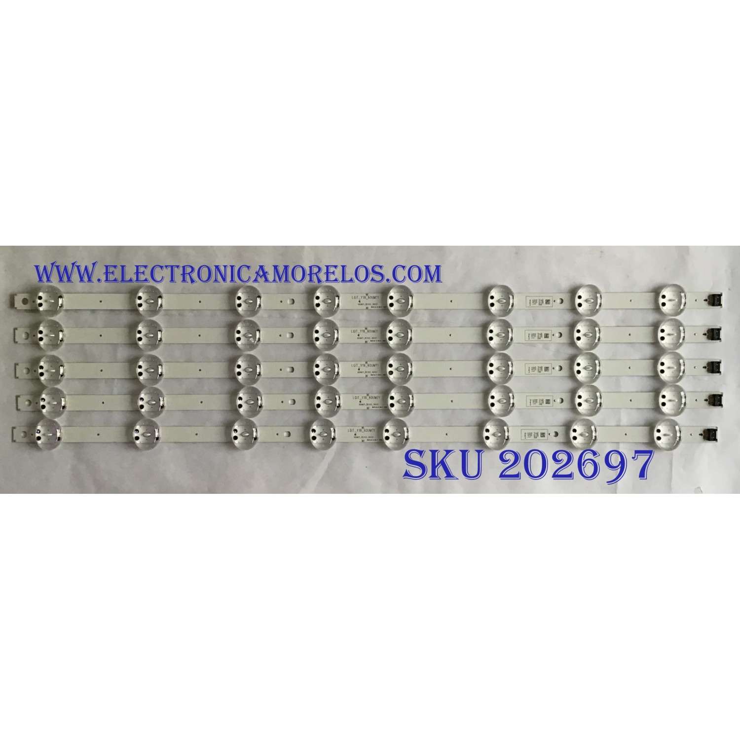 KIT DE LED´S PARA TV LG (5 PIEZAS) / EAV64732901 / LGIT_Y19_60UM71 / 60UM71_REV02_190121 / PANEL NC600DQE-VSHP1 / MODELO 60UM6900PUA