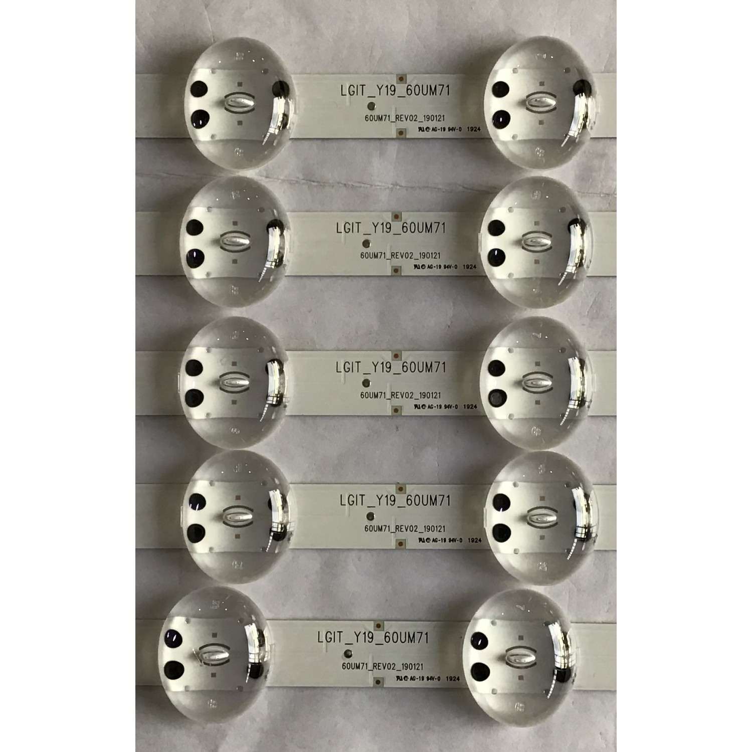 KIT DE LED´S PARA TV LG (5 PIEZAS) / EAV64732901 / LGIT_Y19_60UM71 / 60UM71_REV02_190121 / PANEL NC600DQE-VSHP1 / MODELO 60UM6900PUA - Imagen 2