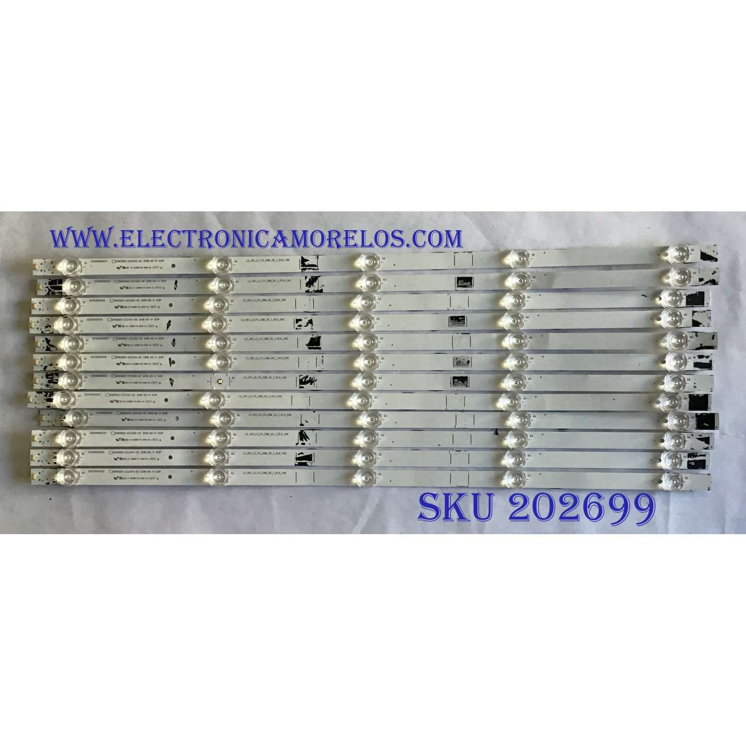 KIT DE LED´S PARA TV HISENSE (12 PIEZAS) / 303SH650035 / SH65D05-ZC23AG-02 / L2_U51_L2_F5_CDM_S5_1_R10_S4K / PANEL HD650S1U51-L2\S0\GM\ROH / MODELOS 65R6E / 65R6070E