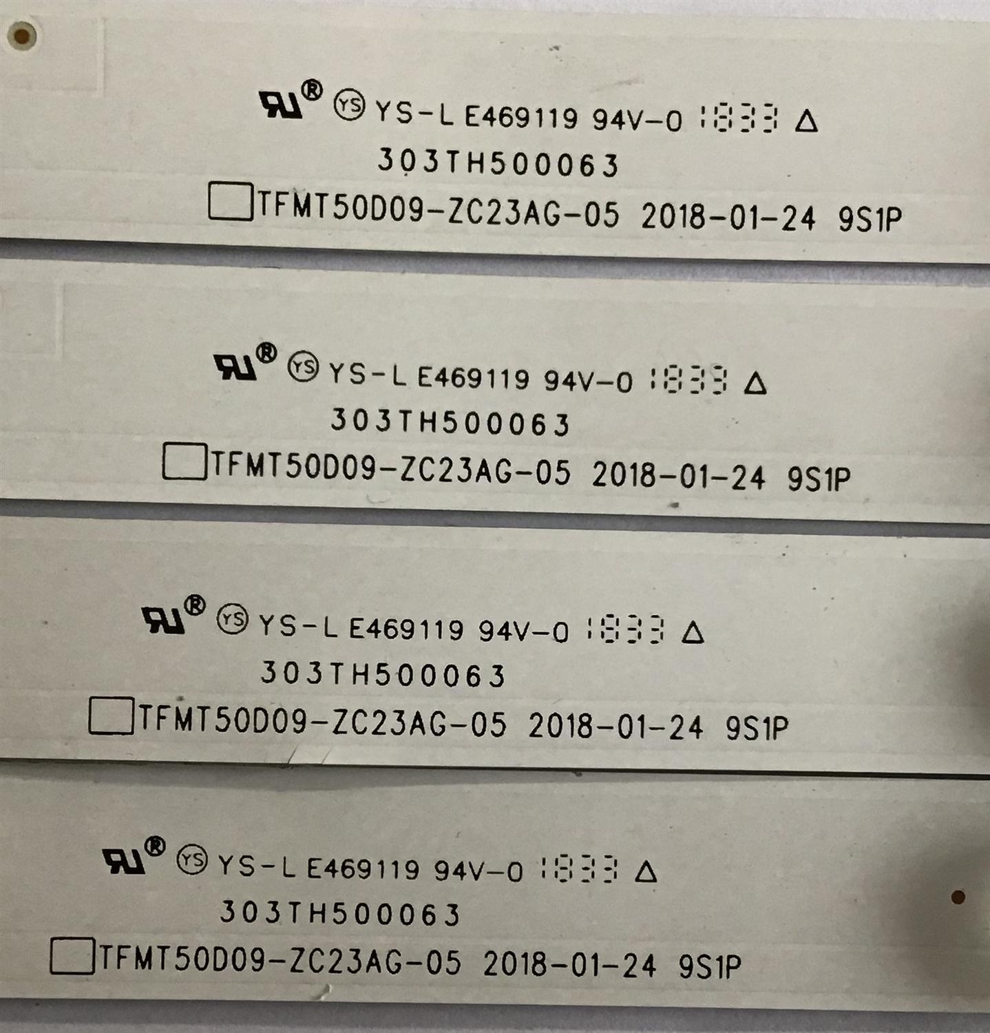 KIT DE LED'S PARA TV WESTINGHOUSE / ELEMENT / (4 PIEZAS) / 303TH500063 / TFMT50D09-ZC23AG-05 / PANEL T500-TTV-DLED / T500-TAF-DLED / CV500U1-T01 REV:01 / MODELOS WE50UT4108 / WD49FB1018 / WD50FB1200 / E4STA5017 E8C6M - Imagen 2