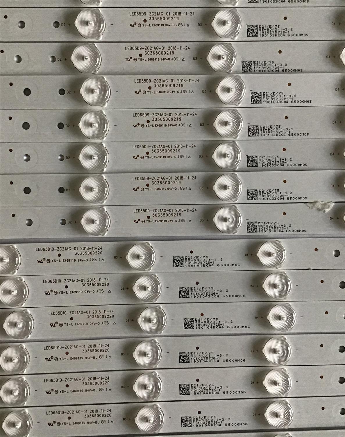 KIT DE LED'S PARA TV (16 PIEZAS) / 30365009220 / LED65D10-ZC21AG-01 / 65000M06 / PANEL LSC650FN04 / MODELO 65" - Imagen 2