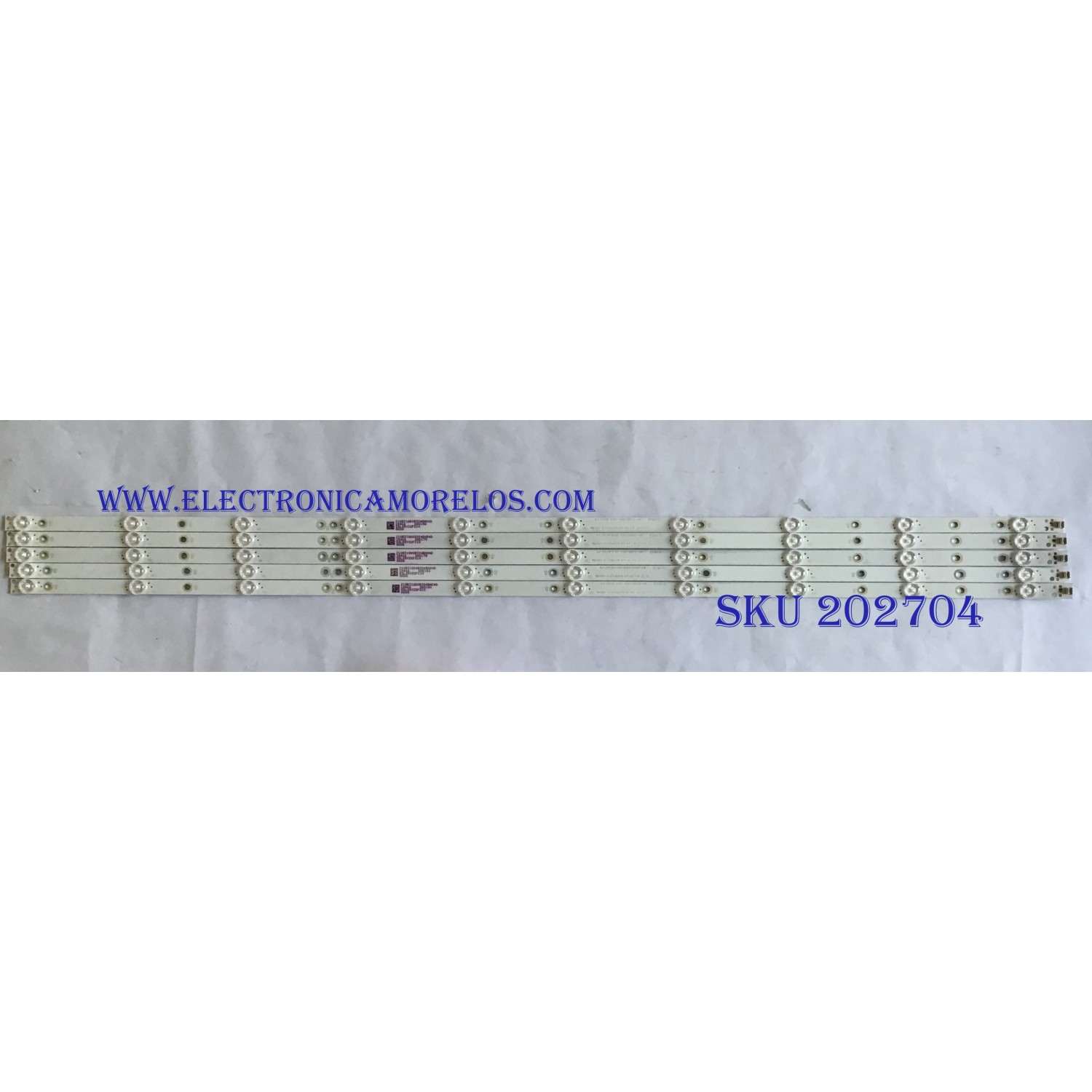 KIT DE LEDS ORIGINAL PARA TV VIZIO 5 PIEZAS / NUMERO DE PARTE GJ-2K18-E43-430-D510-V8 / 18466 / 210BZ10D0B334BH04D / EGLG5YZ2F21X / PANEL TPT430H3 -QUBN1A.K REV:SA9P0B / MODELOS E43-F1 LTMWWTLU / V436-G1