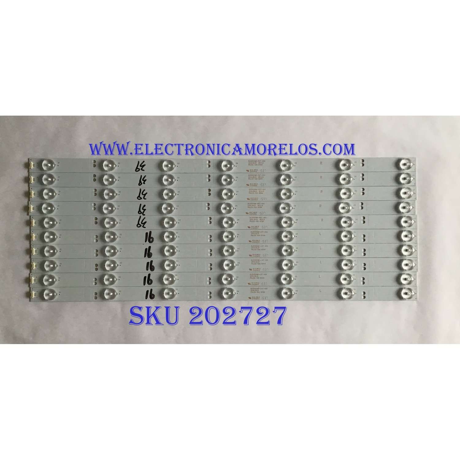 KIT DE LED'S PARA TV POLAROID / PROSCAN / (10 PIEZAS) / DLED500M1-L07-A02 / 210-108-1015H / 210-108-1014H / PANEL V500HJ1-PE8 REV.C3 / MODELOS 50GSR3000FA / PLDED5068A-S 