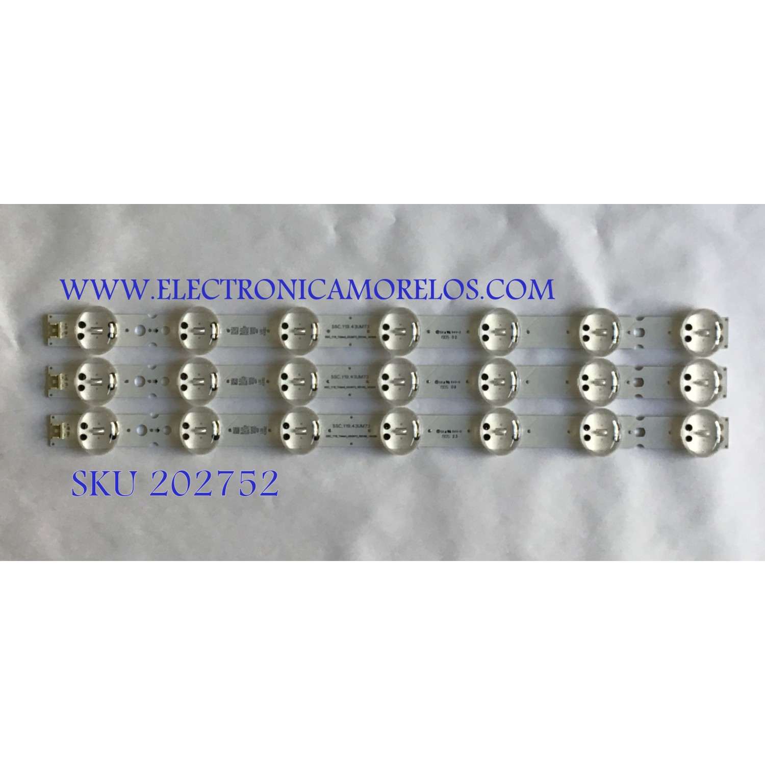 KIT DE LED'S PARA TV LG (3 PIEZAS) / EAV64592401 / SSC_Y19_43UM73 / SSC_Y19_TRIDENT_43UM73_REV00_181029 / PANEL NC430DQG-AAHX3 / MODELO 43UM7300PUA / 43UM7300PUA BUSYLJM