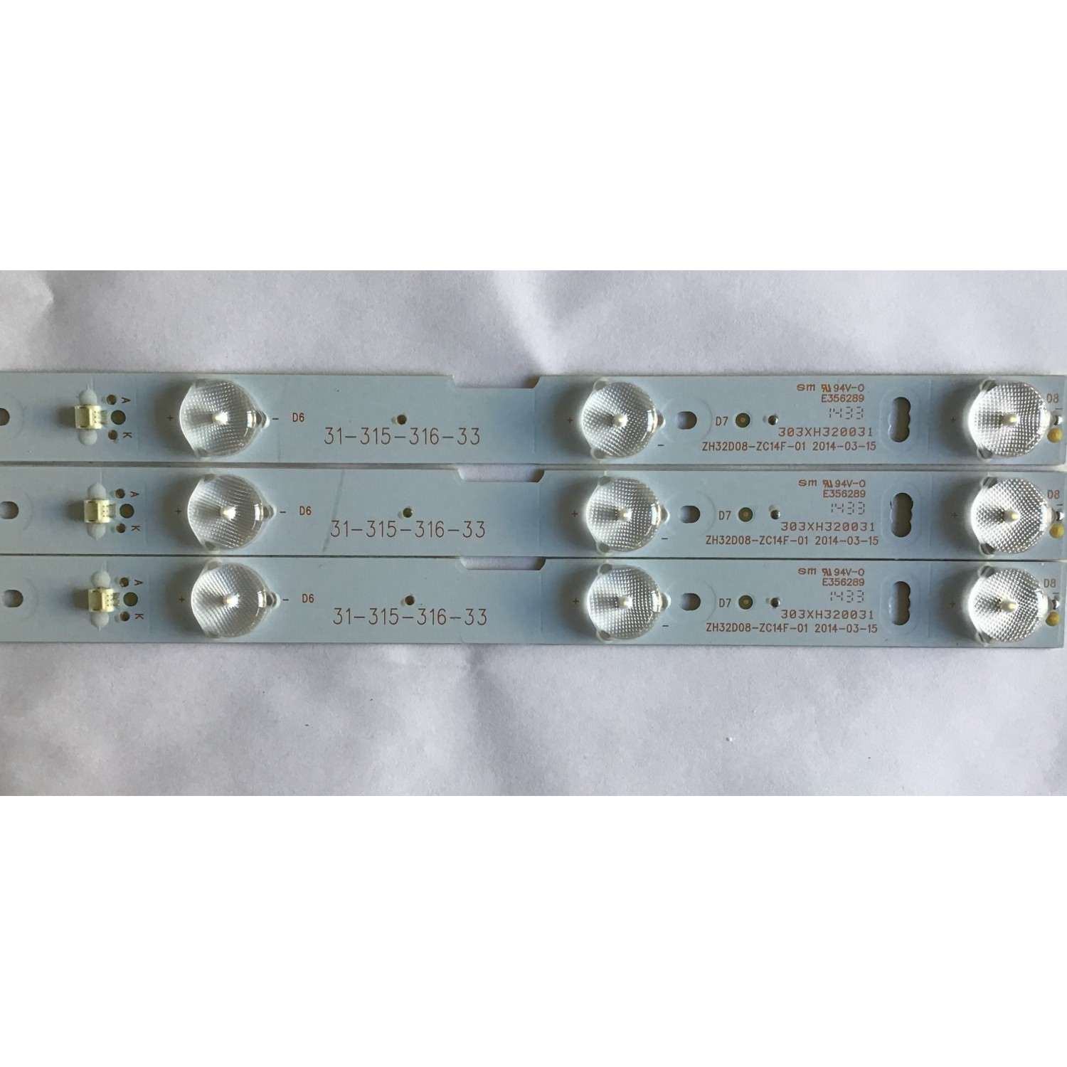 KIT DE LED'S PARA TV UPSTAR (3 PIEZAS) / 303XH320031 / ZH32D08-ZC14F-01 / 31-315-316-33 / MODELO  - Imagen 3