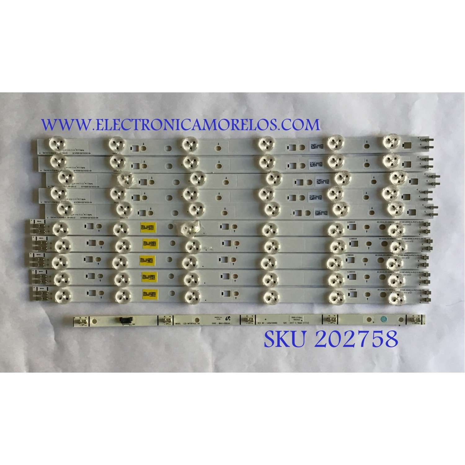 KIT DE LED'S PARA TV SAMSUNG (10 PIEZAS) / BN96-24089A / BN96-24090A / 40-3535LED-60EA-L / 40-3535LED-60EA-R / D1GE-400SCB-R3 / D1GE-400SCA-R3 / PANEL LTJ400HF03-V / SUSTITUTOS LTJ400HM08-V / DE400BGS-V1 / LTJ400HV11-V / MODELOS EN DESCRIPCIÓN / 