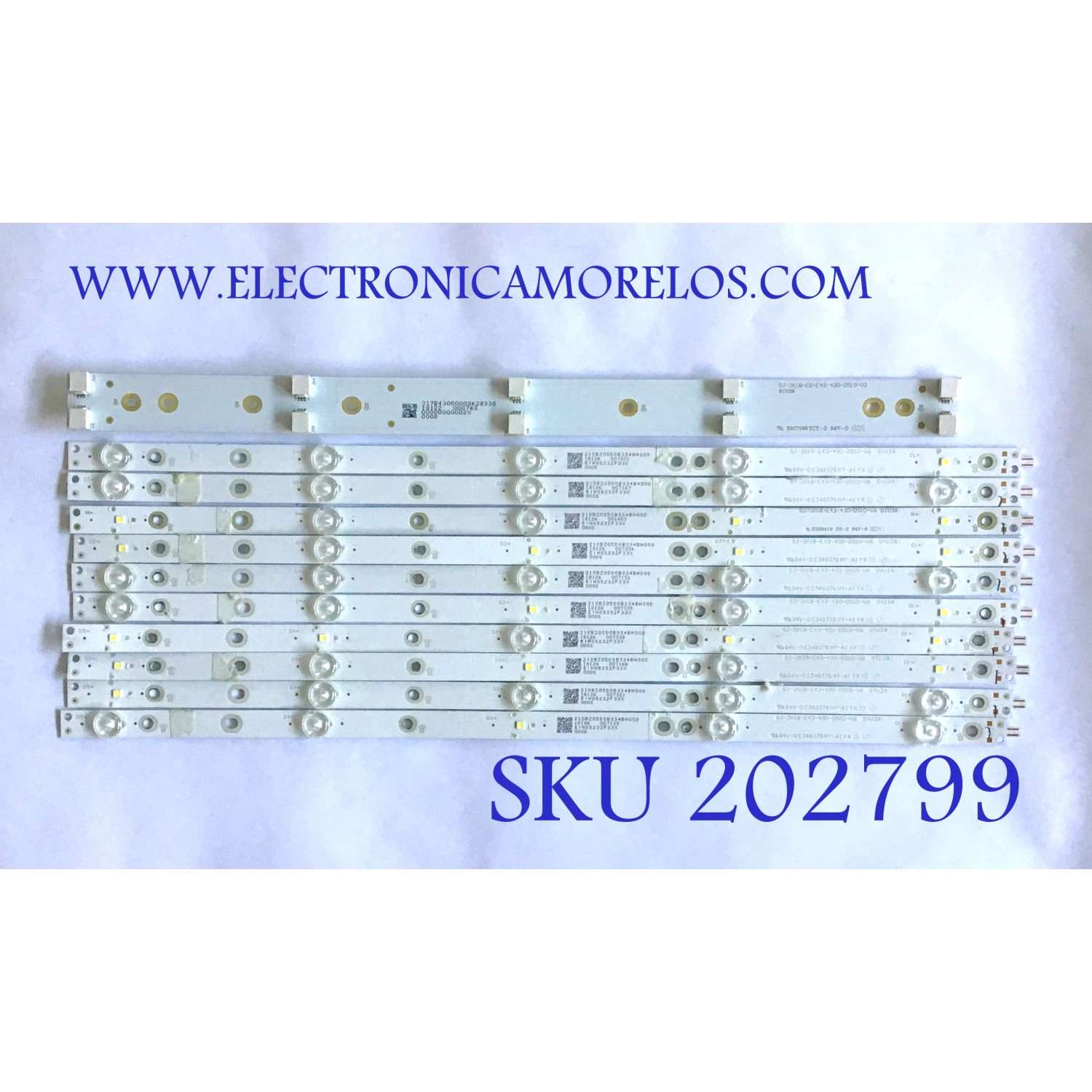 KIT DE LED'S PARA TV VIZIO (10 PIEZAS) / GJ-2K18-E43-430-D510-V6 / 210BZ05D0B334BH00D / 18126 / PANEL TPT430U3 -QVN03.U / MODELO E43-F1 LTTWWTKU