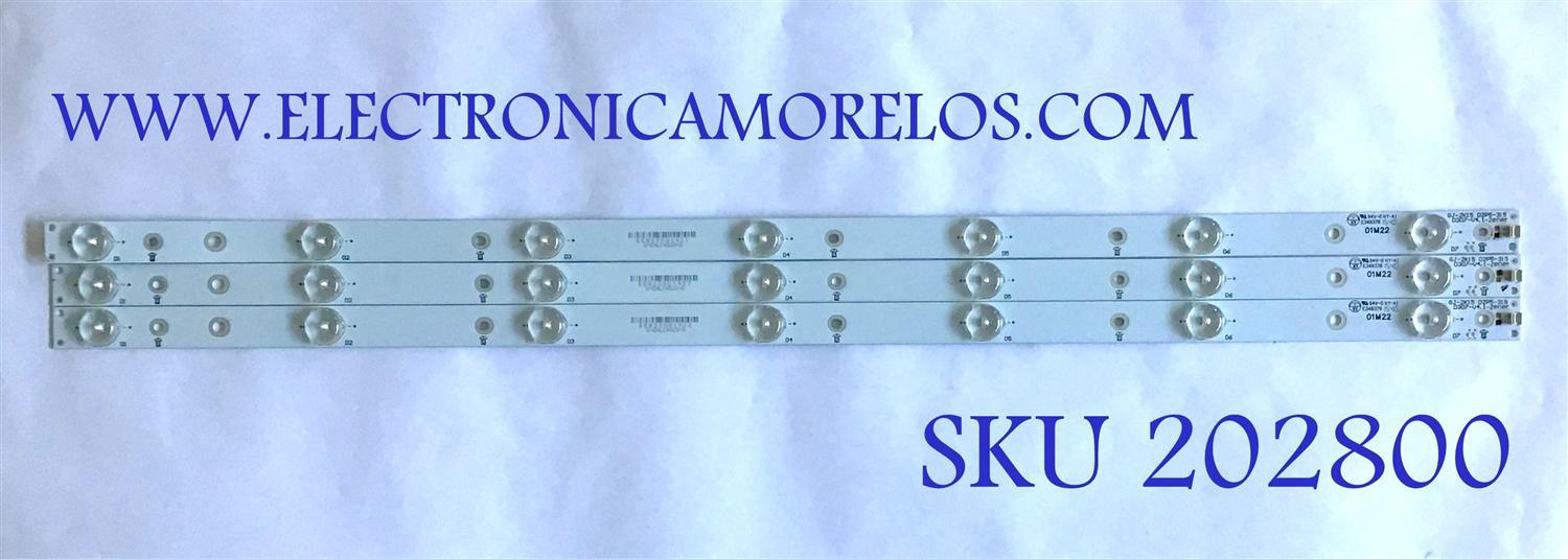 KIT DE LED'S PARA TV VIZIO (3 PIEZAS) / GJ-2K15-D2P5-315-D307-V4.1 / GJ-2K15-D2P5-315-D307-V4.1-ZENER / 01M22 / PANEL TPT315B5-HVN05.A / MODELOS E32-C1 / E32-C1 LTTWSJAR / D32X-D1