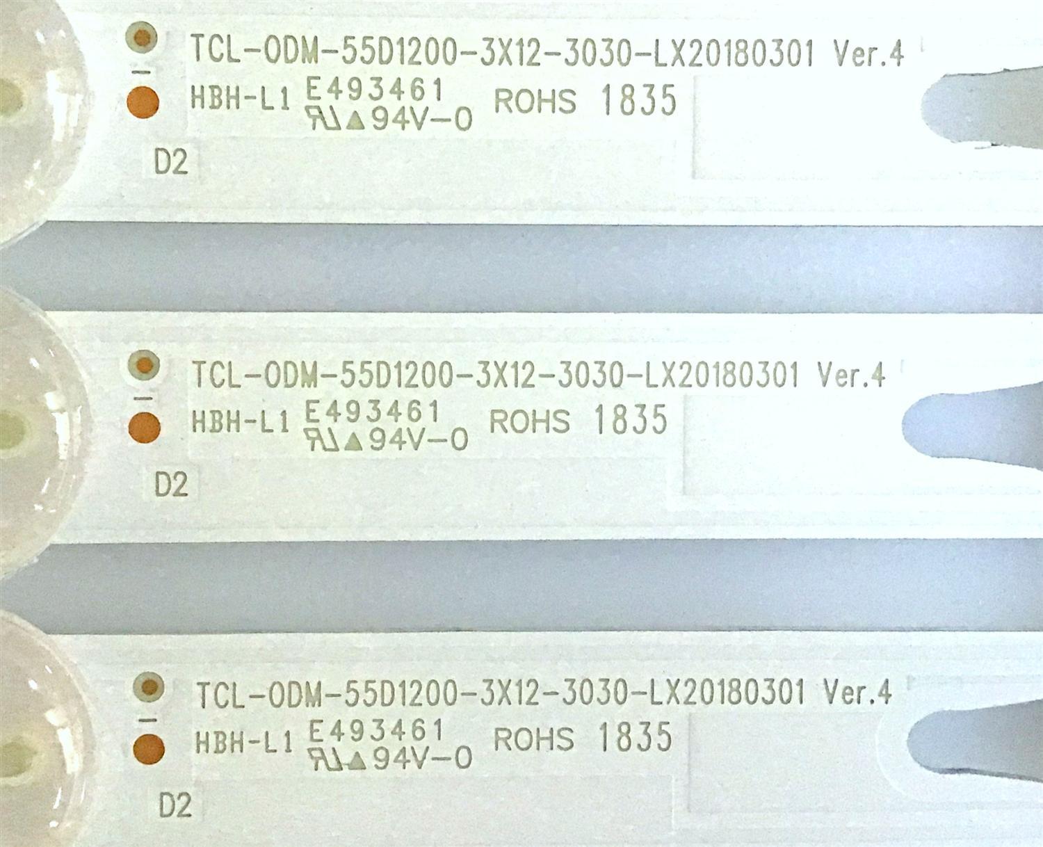 KIT DE LEDS PARA TV HITACHI (3 PIEZAS) / 4C-LB550T-YHT / TCL-ODM-55D1200-3X12-3030-LX20180301 / PANEL LVF550CSDX  / MODELO 55E31 - Imagen 2