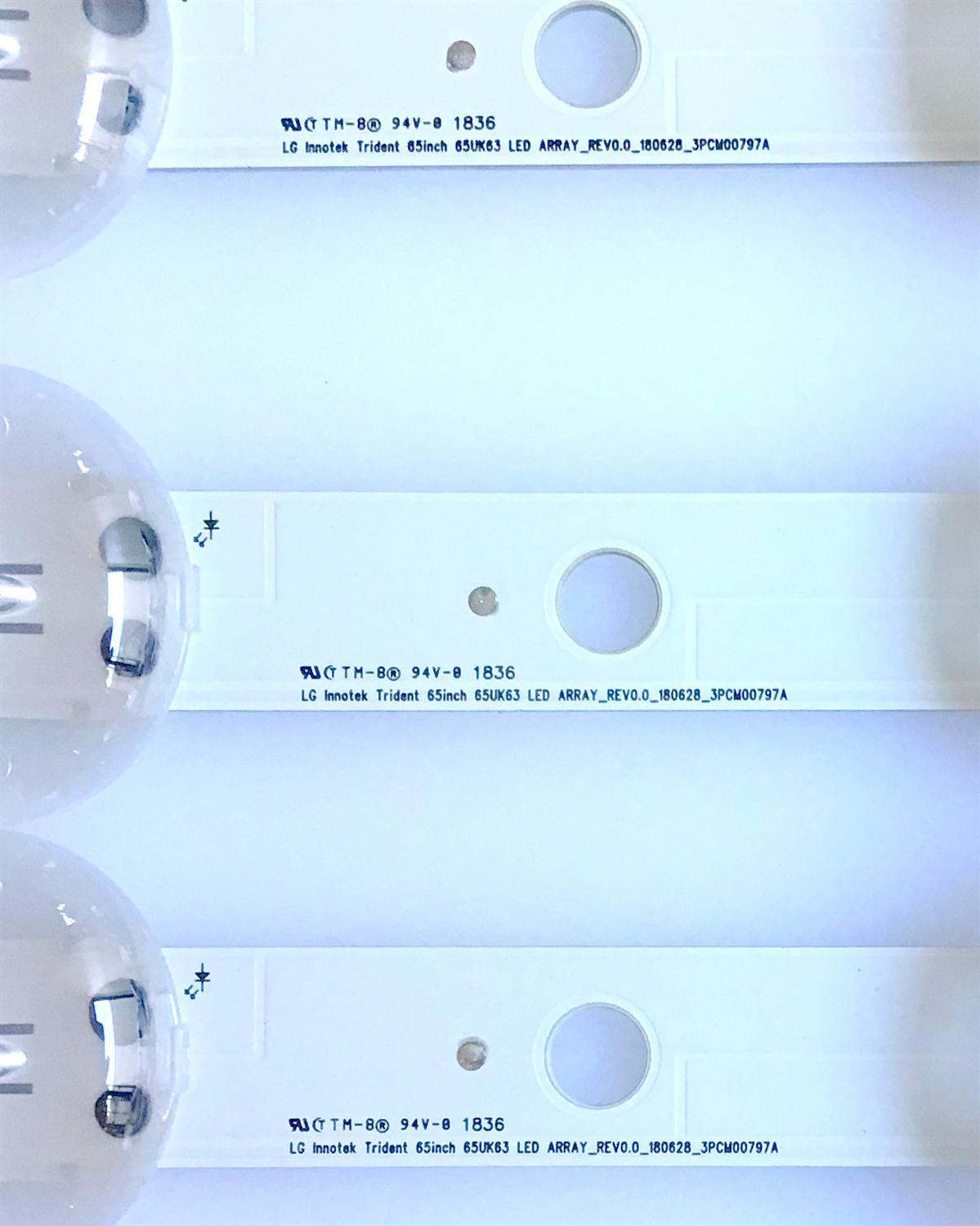 KIT DE LED'S PARA TV LG (4 PIEZAS) / EAV63993003 / 65UK63 / LGIT.TRIDENT.65UK65 / 3PCM00797A / PANEL NC650DQG-AAGX1 / MODELO 65UK6090PUA BUSVLOR / 73 CM / - Imagen 4