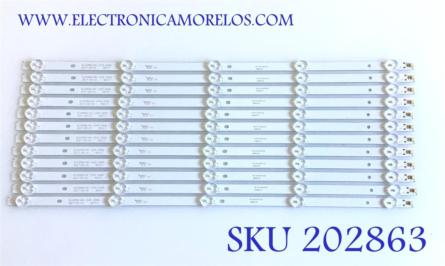 KIT DE LED'S PARA TV POLAROID (12 PIEZAS) / DLED55KJAH / 21006104 / DLED55KJAH 12X5 0005 / PANEL HV550QUBB05 / MODELO PTV55174KILED