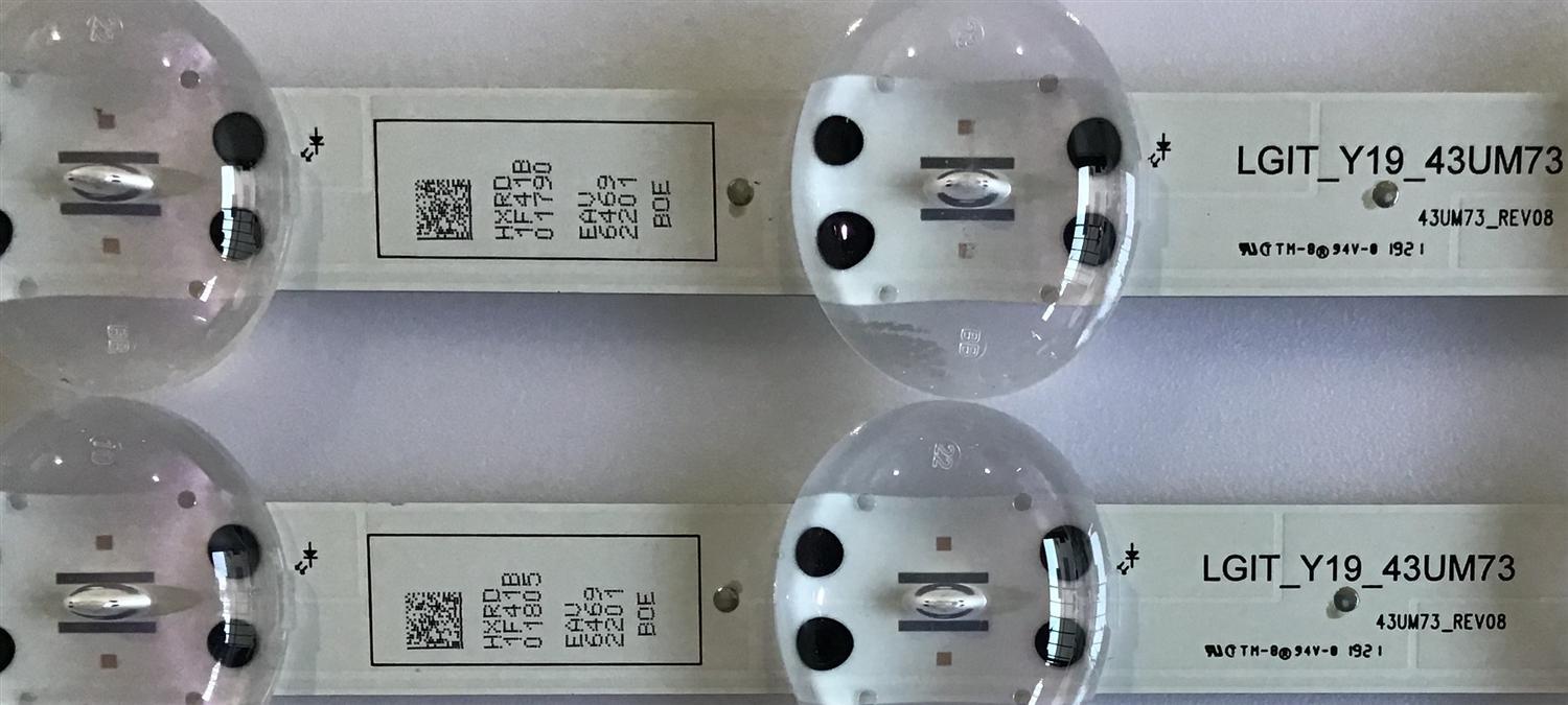 KIT DE LED'S PARA TV LG ((3 PIEZAS)) / NUMERO DE PARTE EAV64692201 / LGIT_Y19_43UM73 / 43UM73_REV08 / PANEL'S NC430DQG-ABHX1 / NC430DQG-ABHX3 / DISPLAY HV430QUB-N1D / MODELOS 43UM7300AUE / 43UM7300AUE.BUSFLJM / 43UM7300PUA / 43UM7300PUA.AUSFLJM - Imagen 3