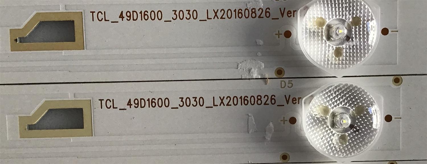 KIT DE LED'S PARA TV HITACHI ((8 PIEZAS)) / NUMERO DE PARTE 49D1600 / LX20160826 / TCL_49D1600_3030_LX20160826_VER.2 / 4C-LB490T-YH6 / 061017-2Z582 / PANEL LVF490LGDX E1 / MODELO 49E30 - Imagen 4