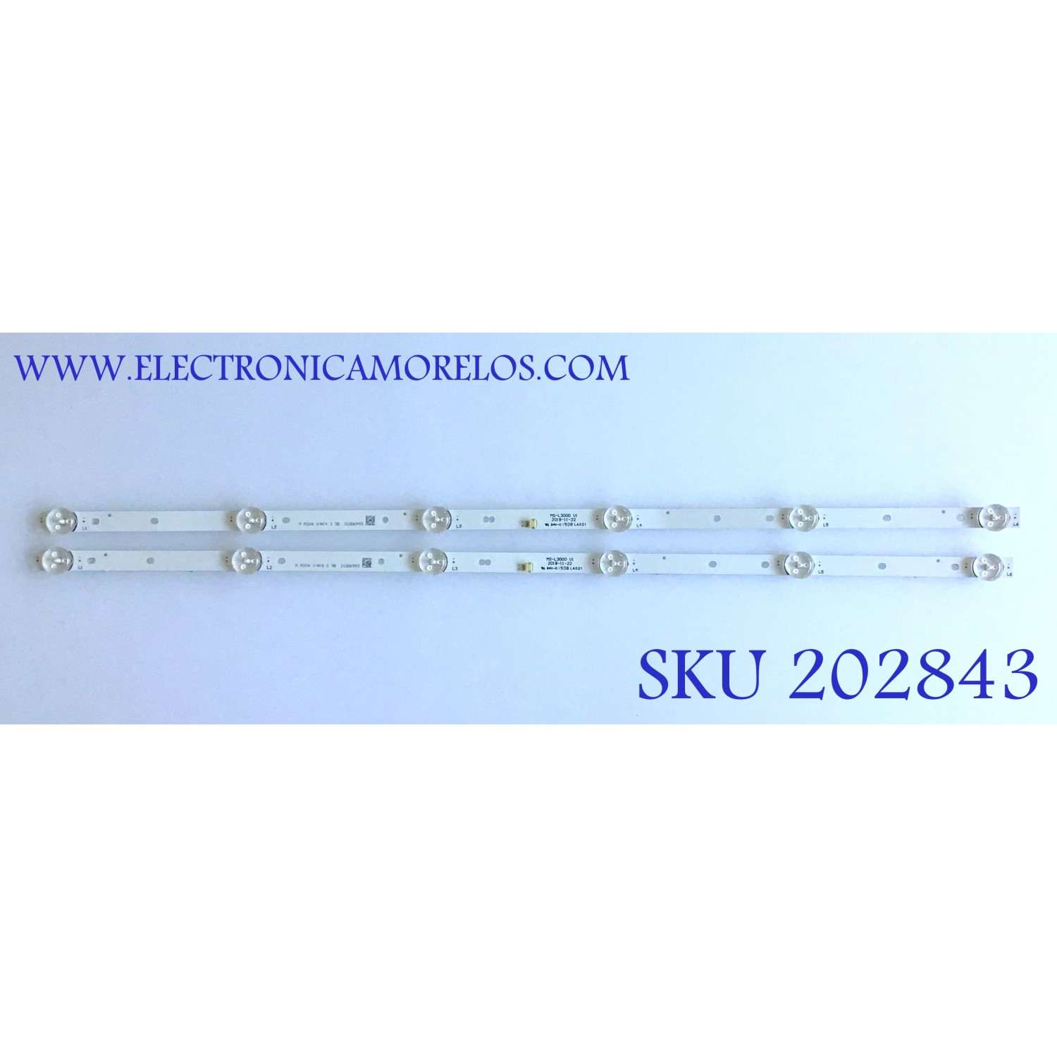 KIT DE LED'S PARA TV POLAROID (2 PIEZAS) / NUMERO DE PARTE MS-L3000 / 21006993 / PANEL HV320WHB-N55 / MODELO PTV3215ILED