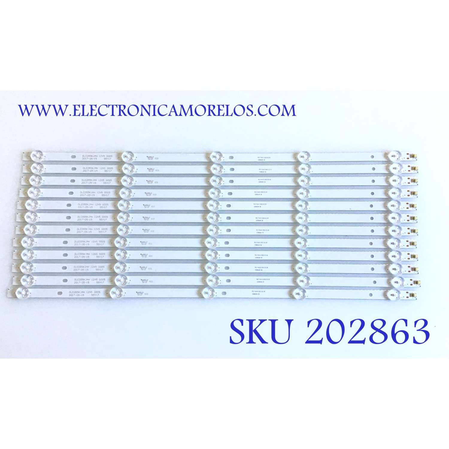 KIT DE LED'S PARA TV POLAROID (12 PIEZAS) / DLED55KJAH / 21006104 / DLED55KJAH 12X5 0005 / PANEL HV550QUBB05 / MODELO PTV55174KILED