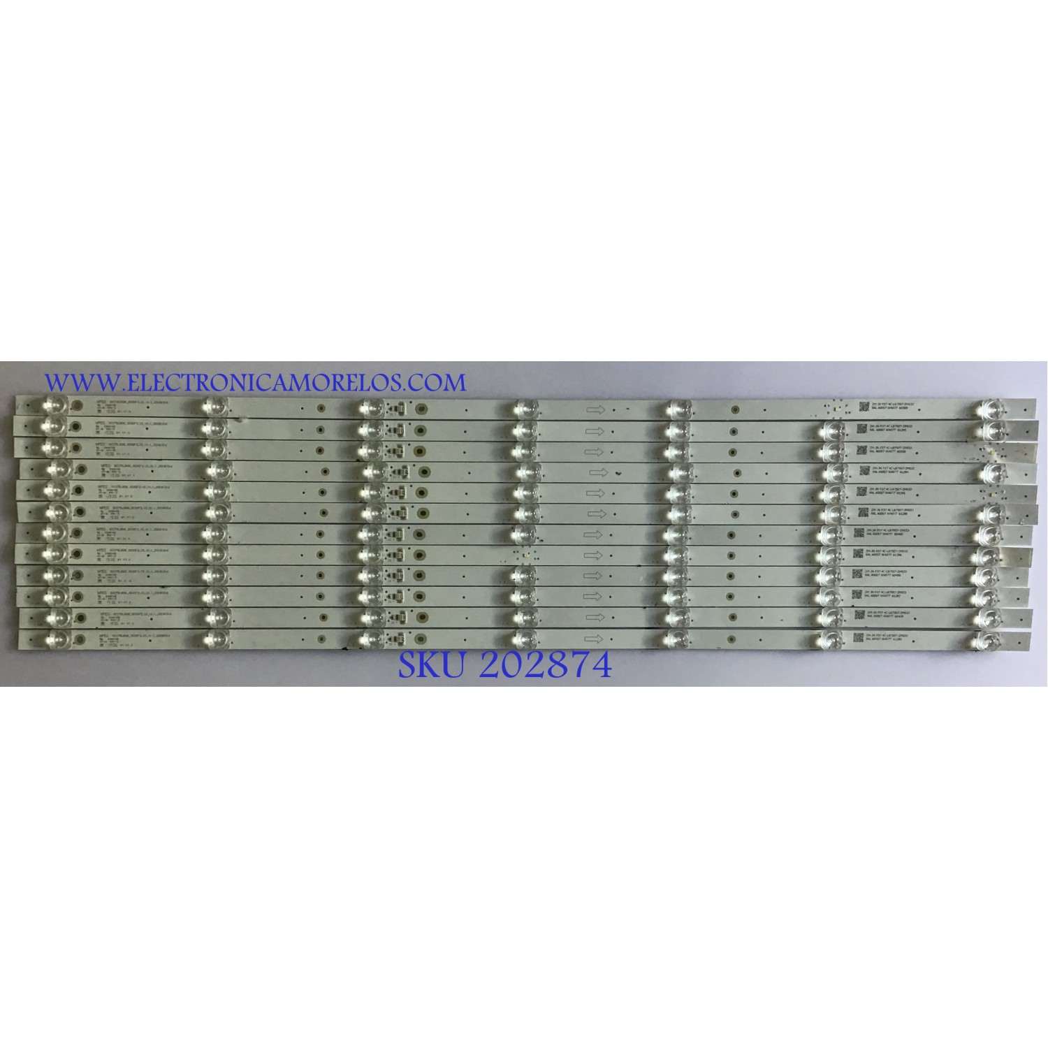 KIT DE LEDS  PARA TV TCL ( 12 PZ ) / GI75LB08 / 4C-LB7507-ZM03J / GI75LB08_3030F2.1D_V1_20181016 / PANEL LVU750NDBL / MODELO 75R615