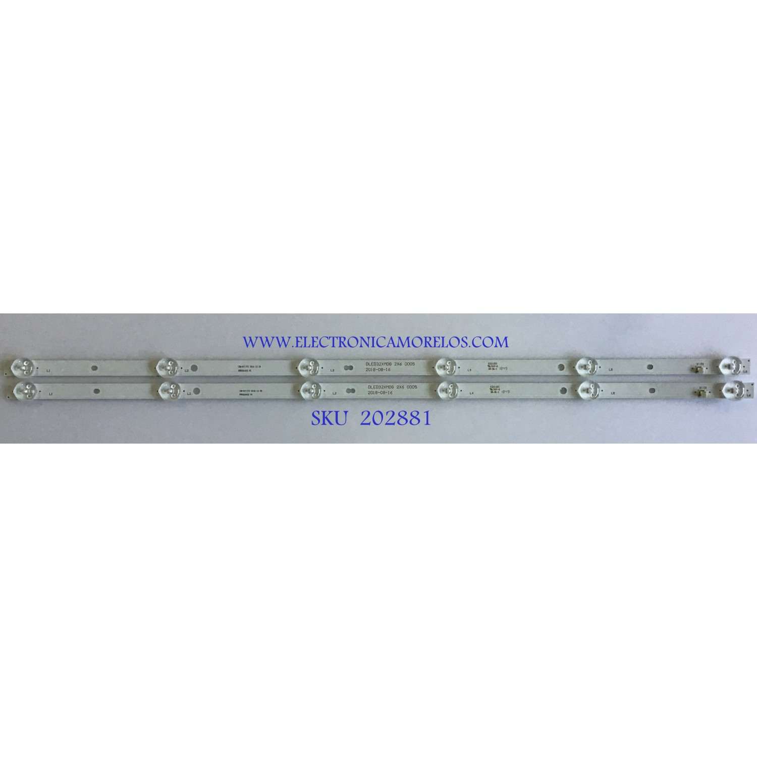 KIT DE LEDS ORIGINAL PARA TV ONN / ELEMENT / 2 PIEZAS / NUMERO DE PARTE DLED32XMDG / 850226422 / DLED32XMDG 2X6 0005 / PANEL HV320WHB-N56 / CV320H1-F01 / C320X18-E8C-H / MODELOS ONA32HB19E03 / ELEFW328