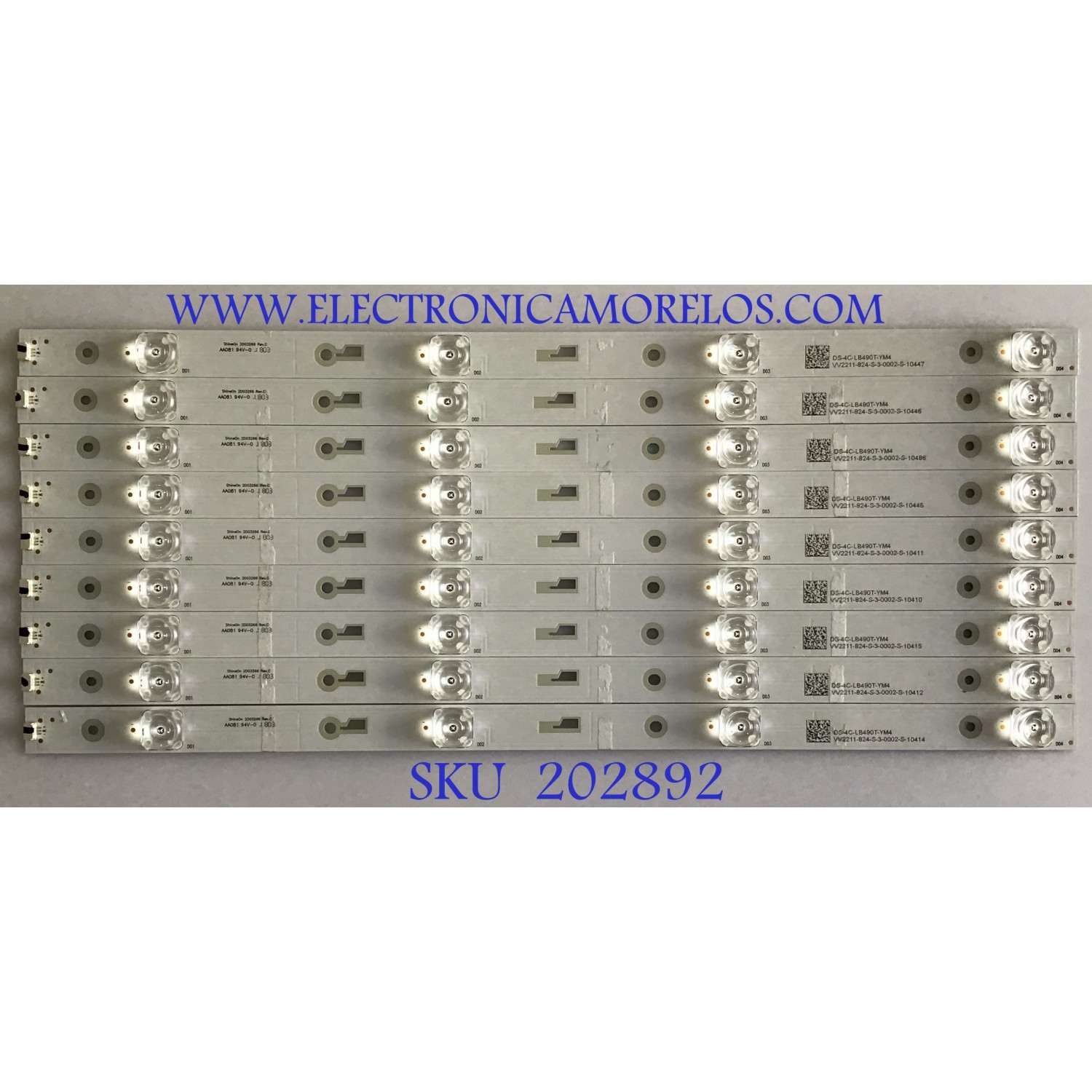 KIT DE LED'S PARA TV LG (9 PIEZAS) / DS-4C-LB490T-YM4 / W2211-824-S-3-0002-S / 2D03266 REV.C / PANEL LC490EGY (SK)(M3)