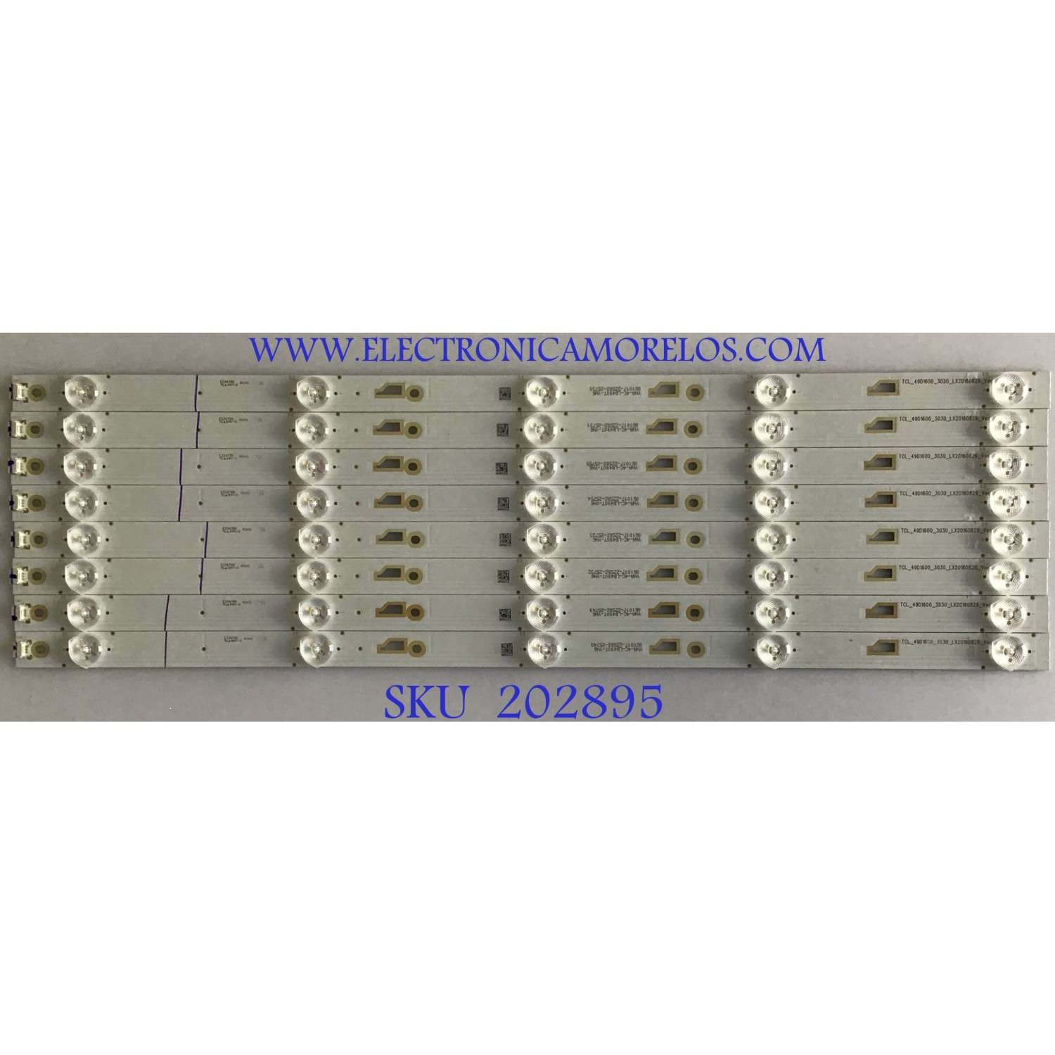KIT DE LED'S PARA TV HITACHI ((8 PIEZAS)) / NUMERO DE PARTE 49D1600 / LX20160826 / TCL_49D1600_3030_LX20160826_VER.2 / 4C-LB490T-YH6 / 061017-2Z582 / PANEL LVF490LGDX E1 / MODELO 49E30