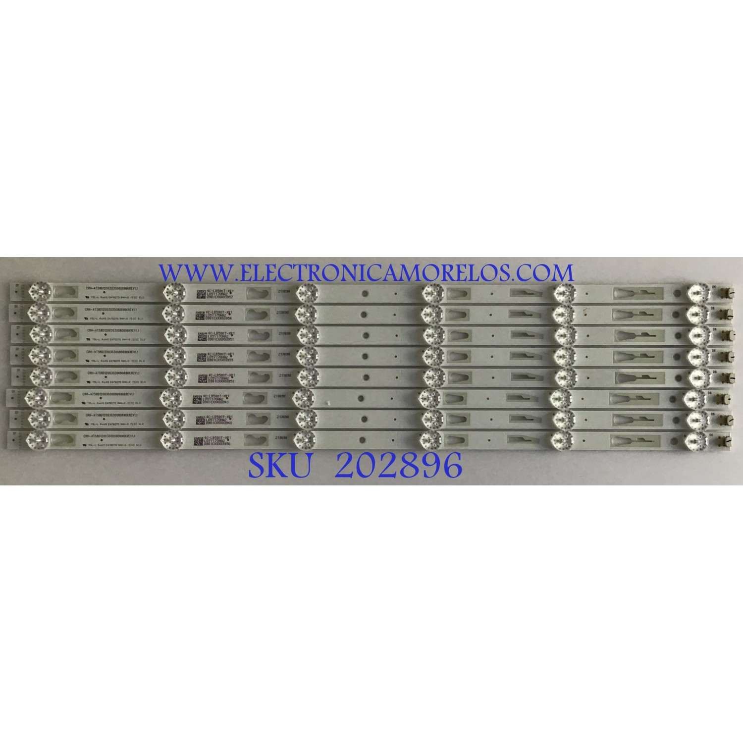 KIT DE LED'S PARA TV PIONEER / JVC ((8 PIEZAS)) / NUMERO DE PARTE CRH-AT58D12003030080696KREV1.1 / 4C-LB580T-XR1 / E479275 / PANEL LVU580CHDX / DISPLAY CV580U1-T01 / MODELOS SI58UR / PLE-58S09UHD