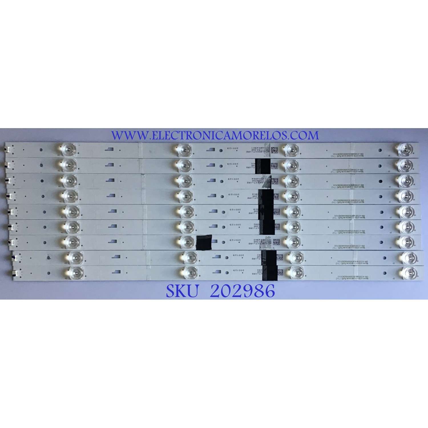 KIT DE LED'S PARA TV HITACHI (9 PIEZAS) / 4C-LB550T-XR5 / CRH-AT55D1800303009046B2REV1.0I / FZD-03E348124 / M01Y162JA5 / PANEL LVF550CSDX / MODELO 55E31