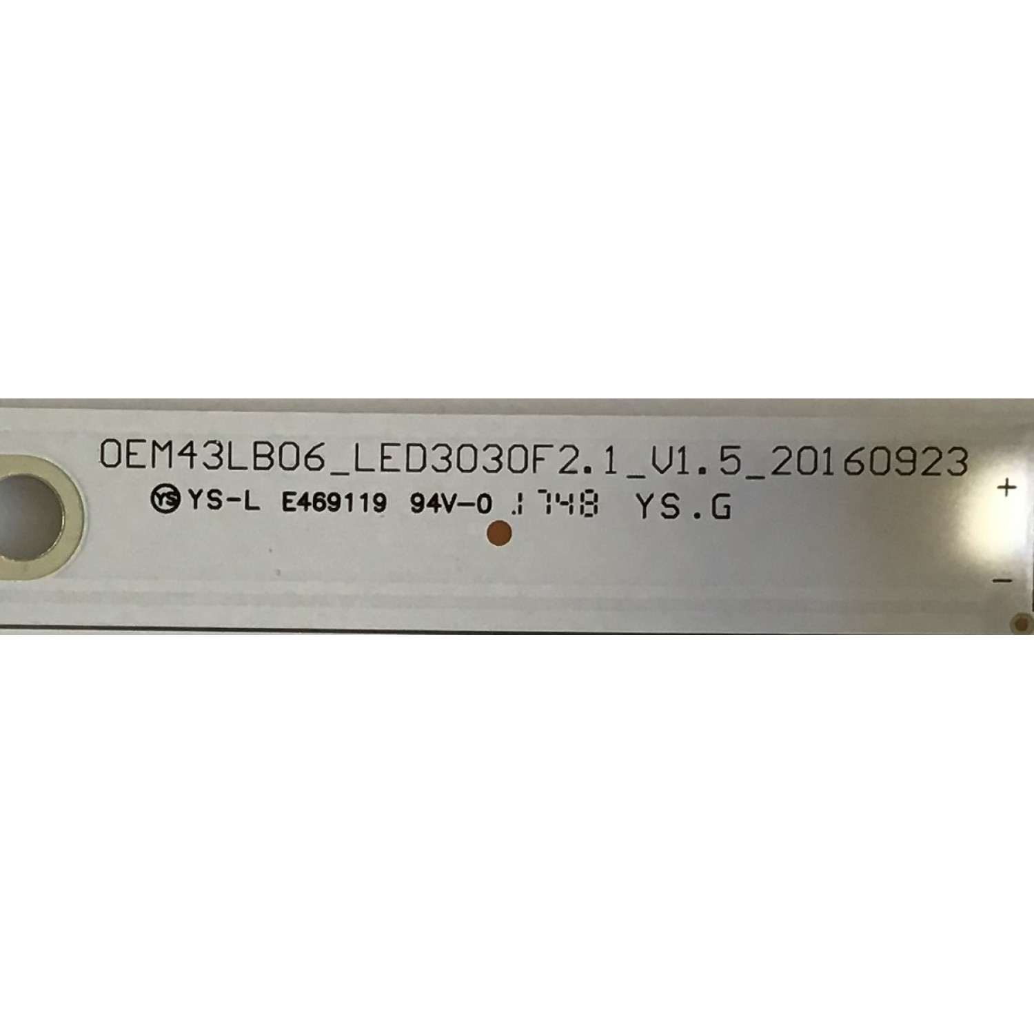 KIT DE LEDS PARA TV TCL (3 PIEZAS) / 4C-LB4308-ZM02J / 0EM43LB06_LED3030F2.1_V1.5_20160923 / PANEL LVF430ND1L - Imagen 3